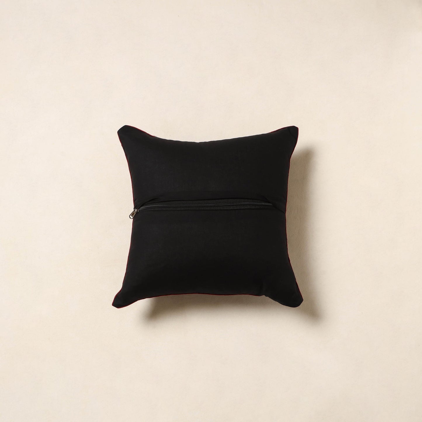Black - jacquard weave cotton cushion cover 05 - handcrafted