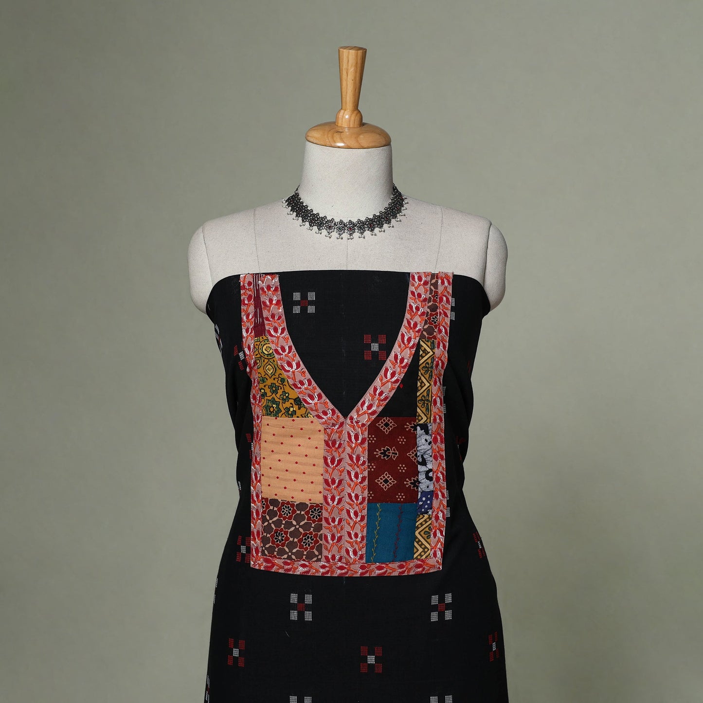 Jacquard weave cotton patchwork unstitched kurta material