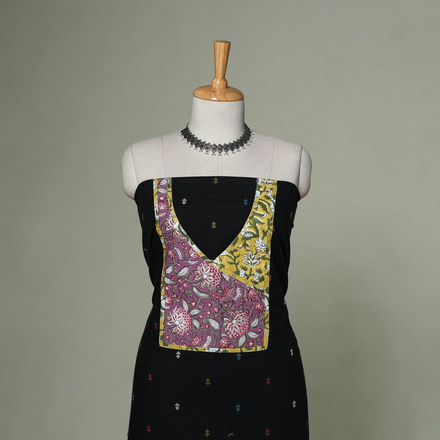 Jacquard weave cotton patchwork unstitched kurta material