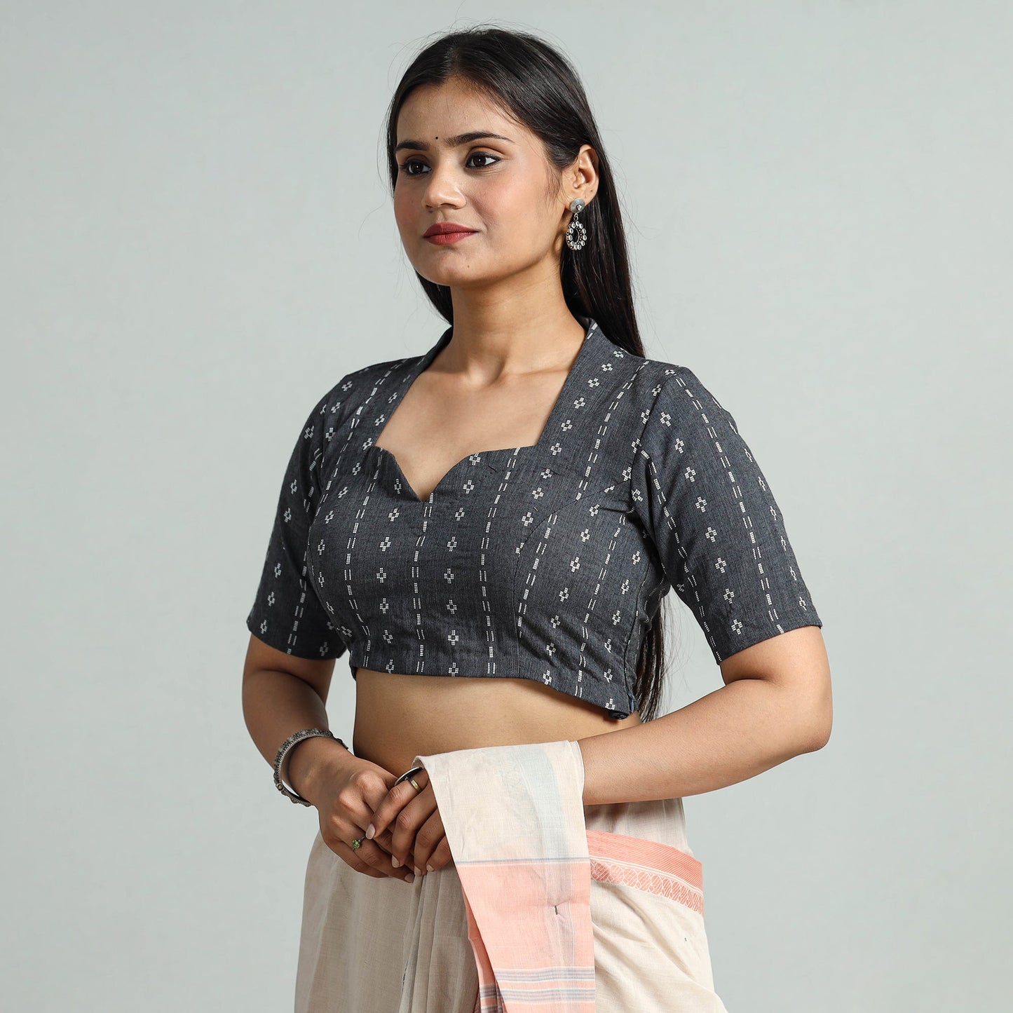 Buy Jacquard Weave Cotton Stitched Blouse