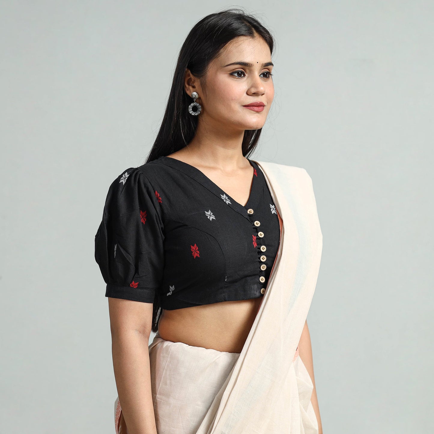 Buy Jacquard Weave Cotton Stitched Blouse