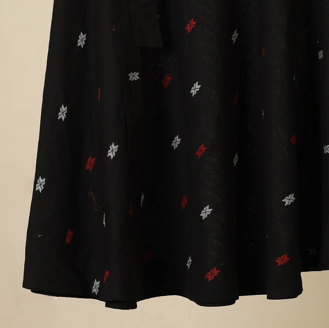Black - jacquard weave cotton wrap around skirt 37