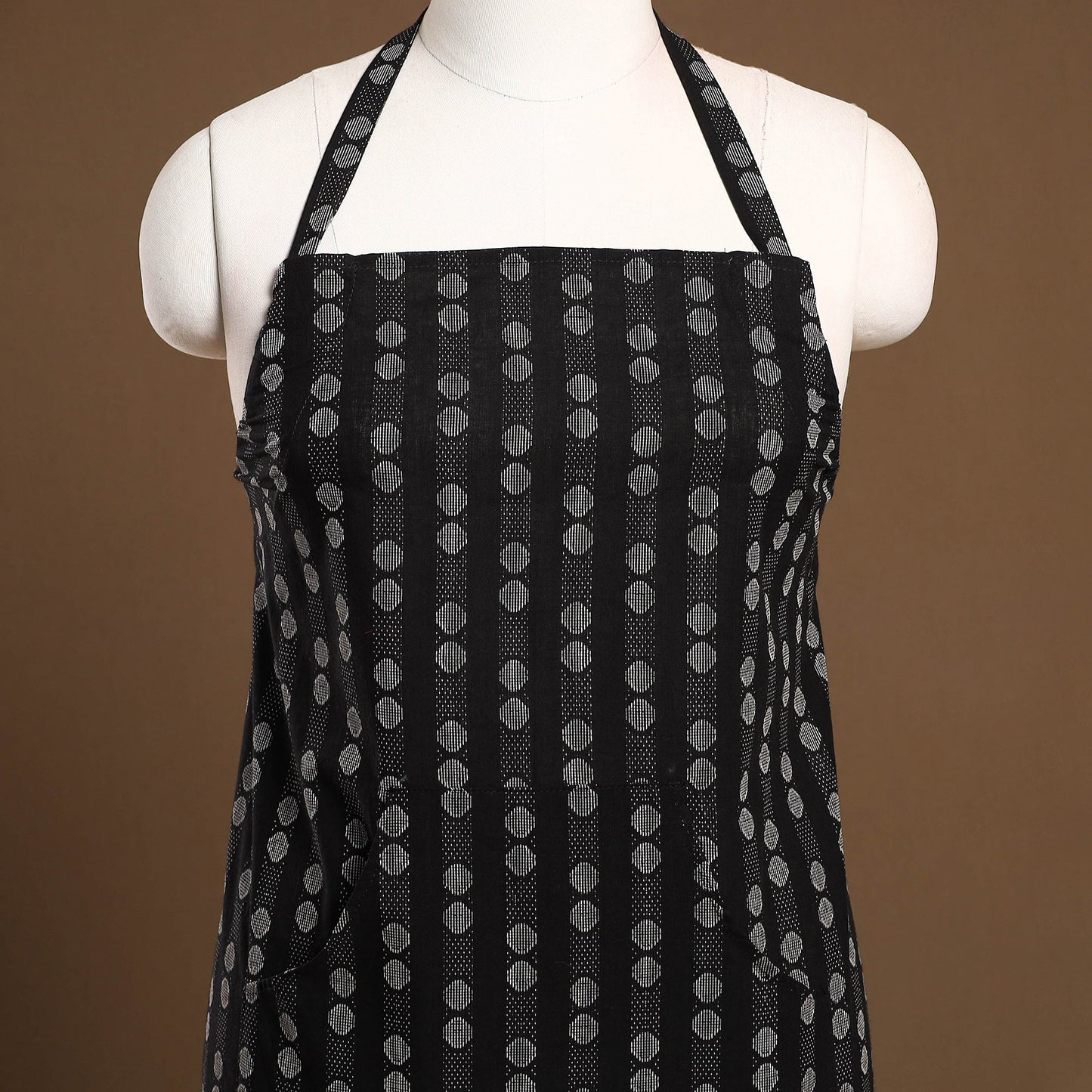 Buy Black Jacquard Weaving Cotton Apron with Pocket