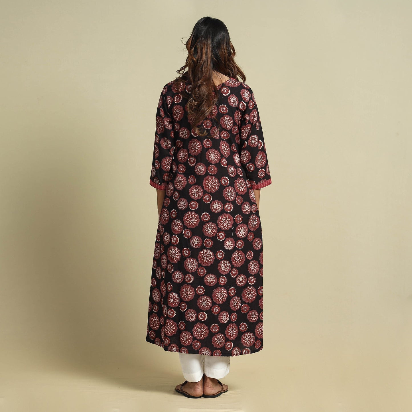 Jahota Block Print Kantha Patchwork Cotton Kurta for Women