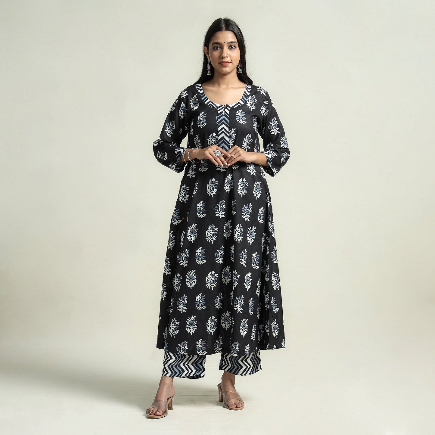 Jaipur Printed Kurta with Palazzo & Dupatta Set