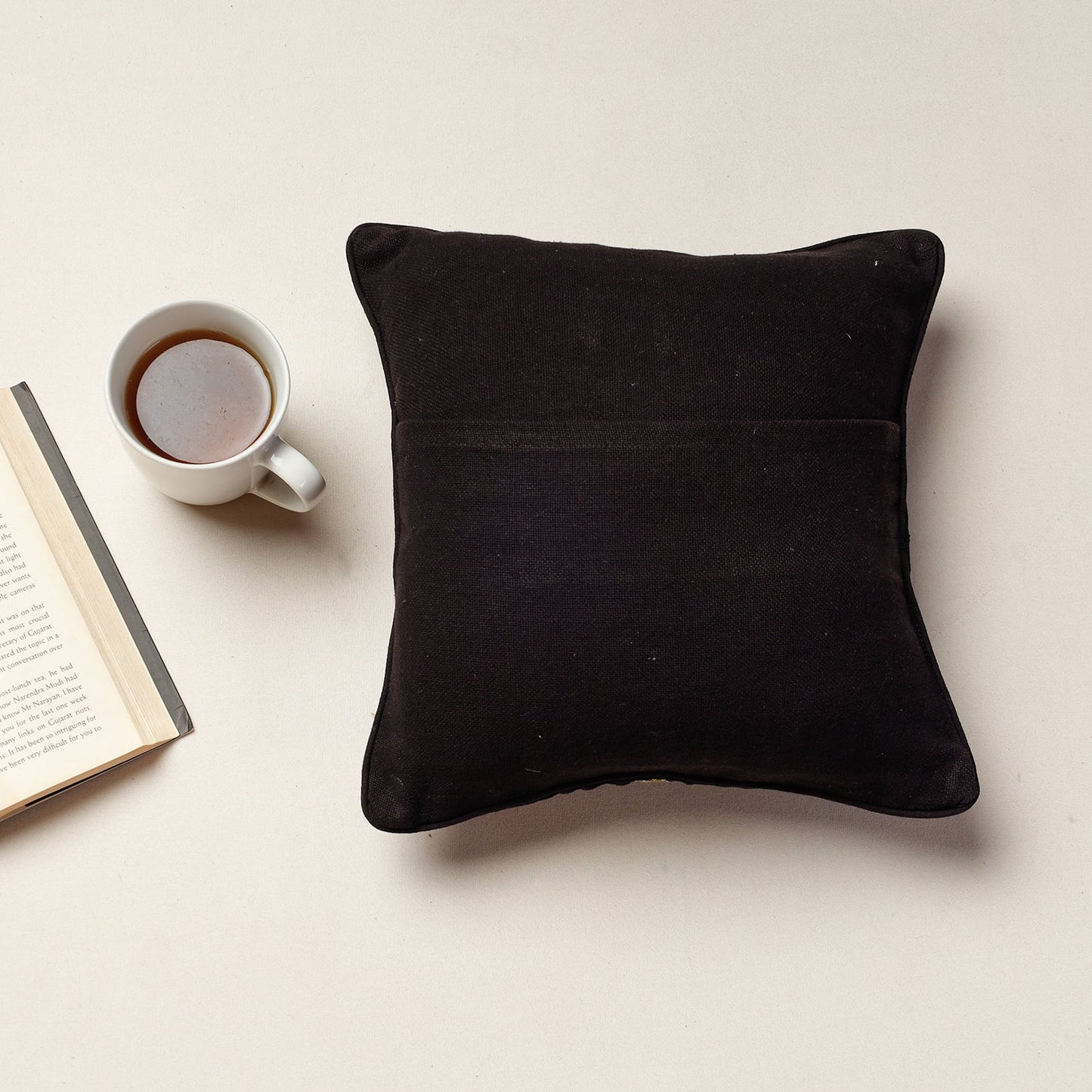 Kala Raksha Jat Hand Embroidery Cotton Cushion Cover