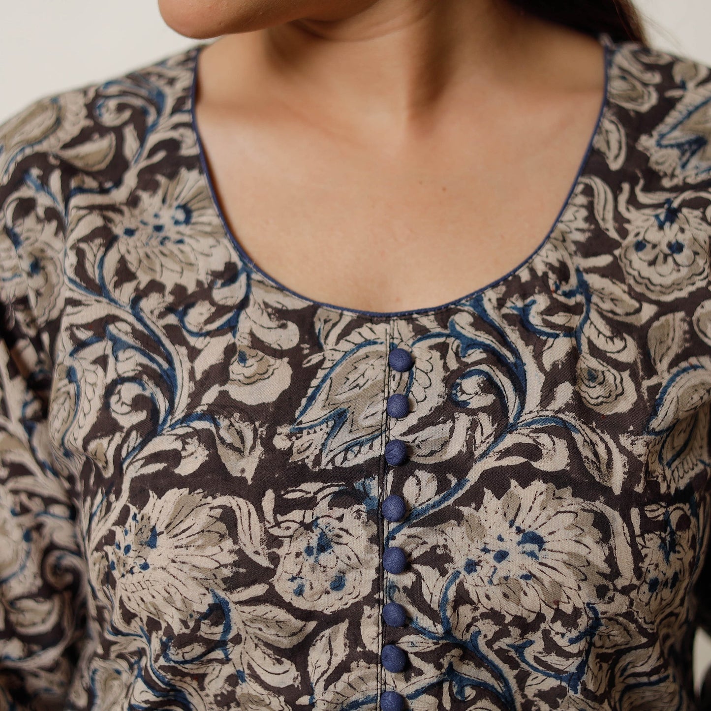 Kalamkari Block Printed Cotton Long Kurta For Women
