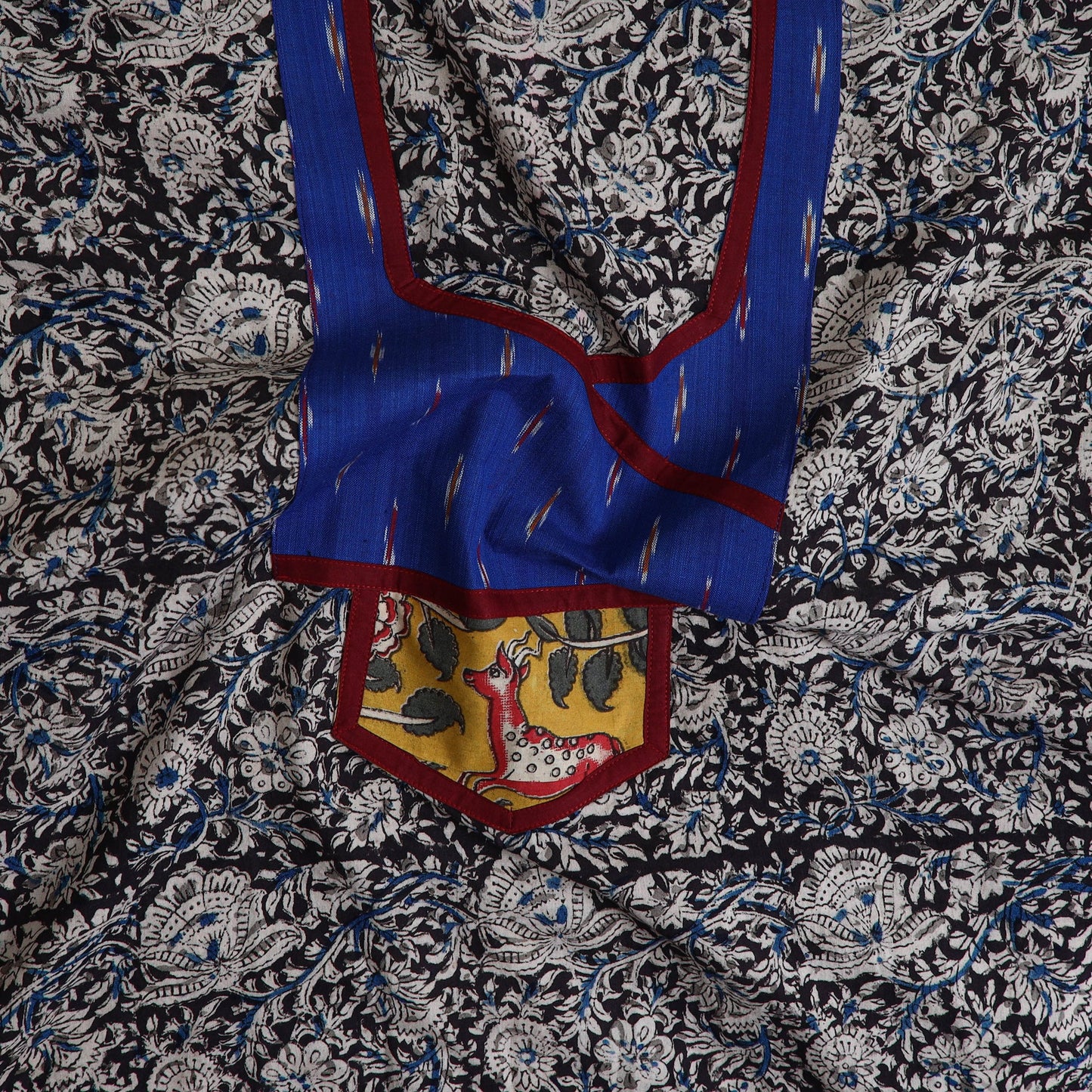 Black Kalamkari Kurta Material Online in India