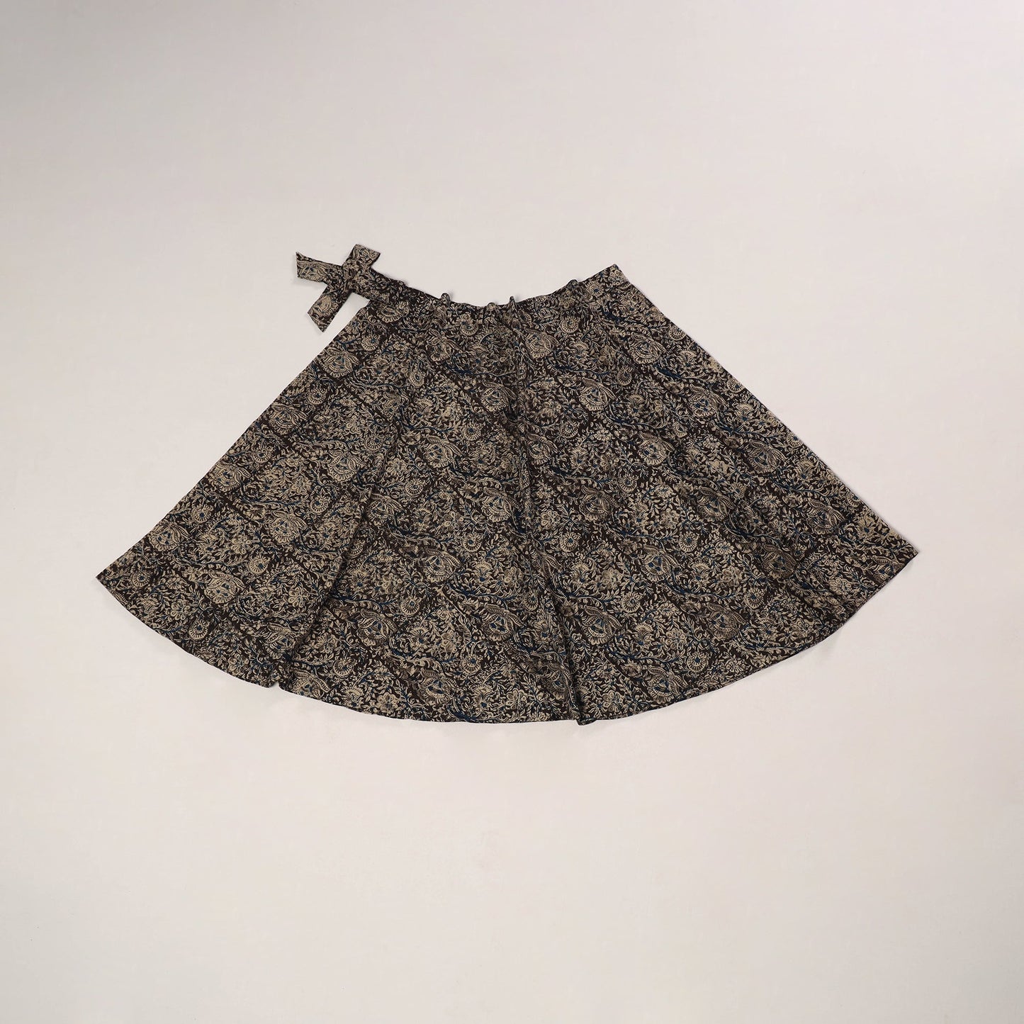 Black - kalamkari cotton wrap around skirt 65 - handcrafted