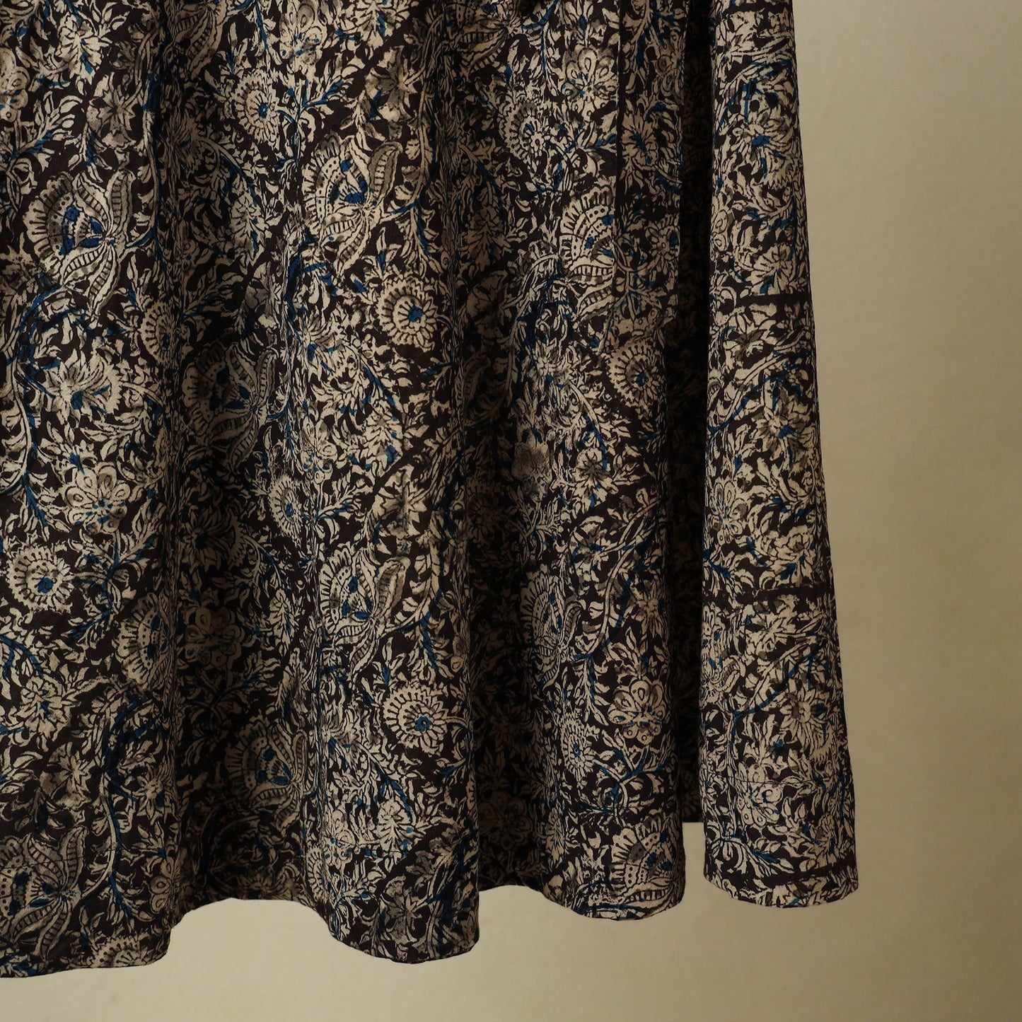 Black - kalamkari cotton wrap around skirt 65 - handcrafted