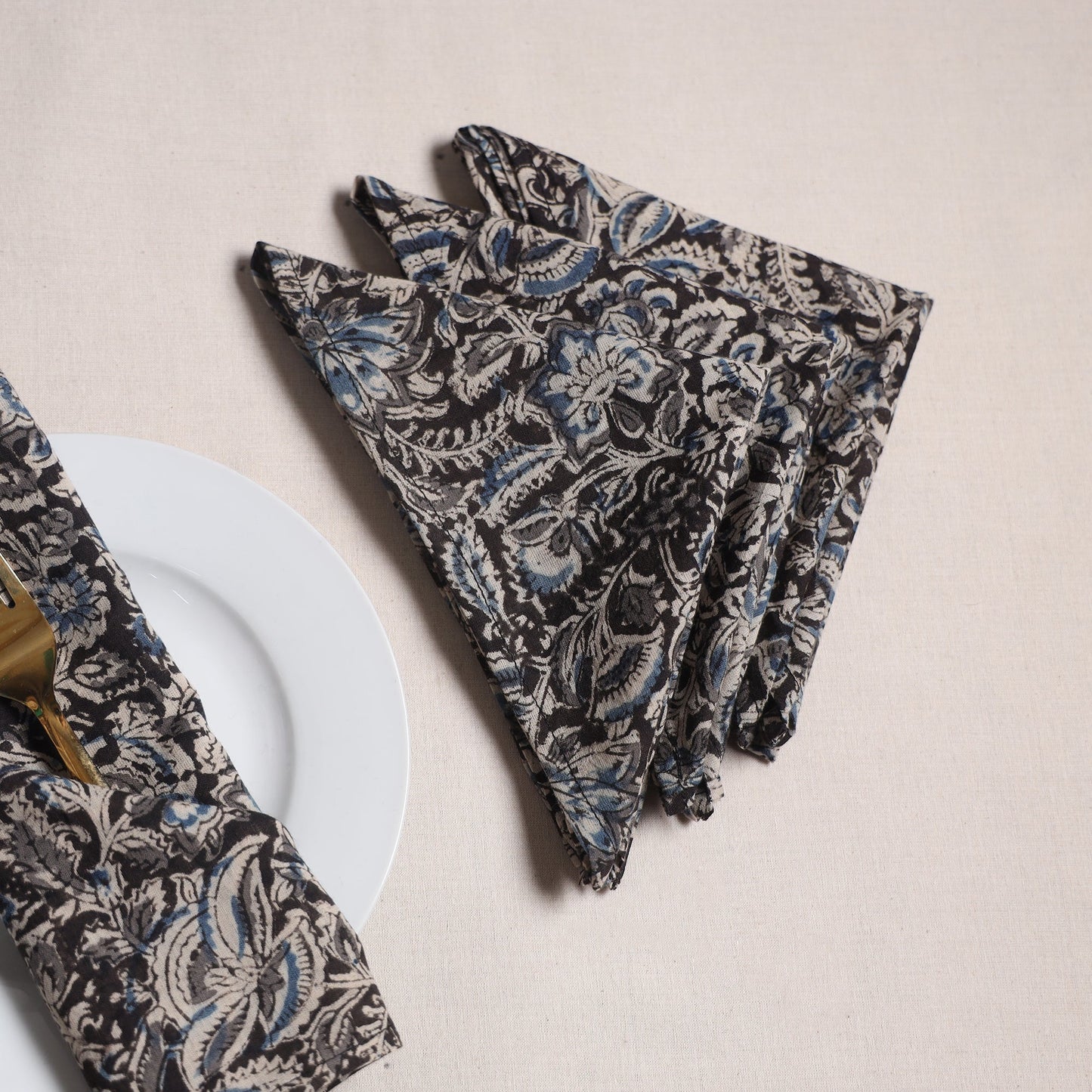 Kalamkari hand table napkins (set of 4) 06 - handcrafted