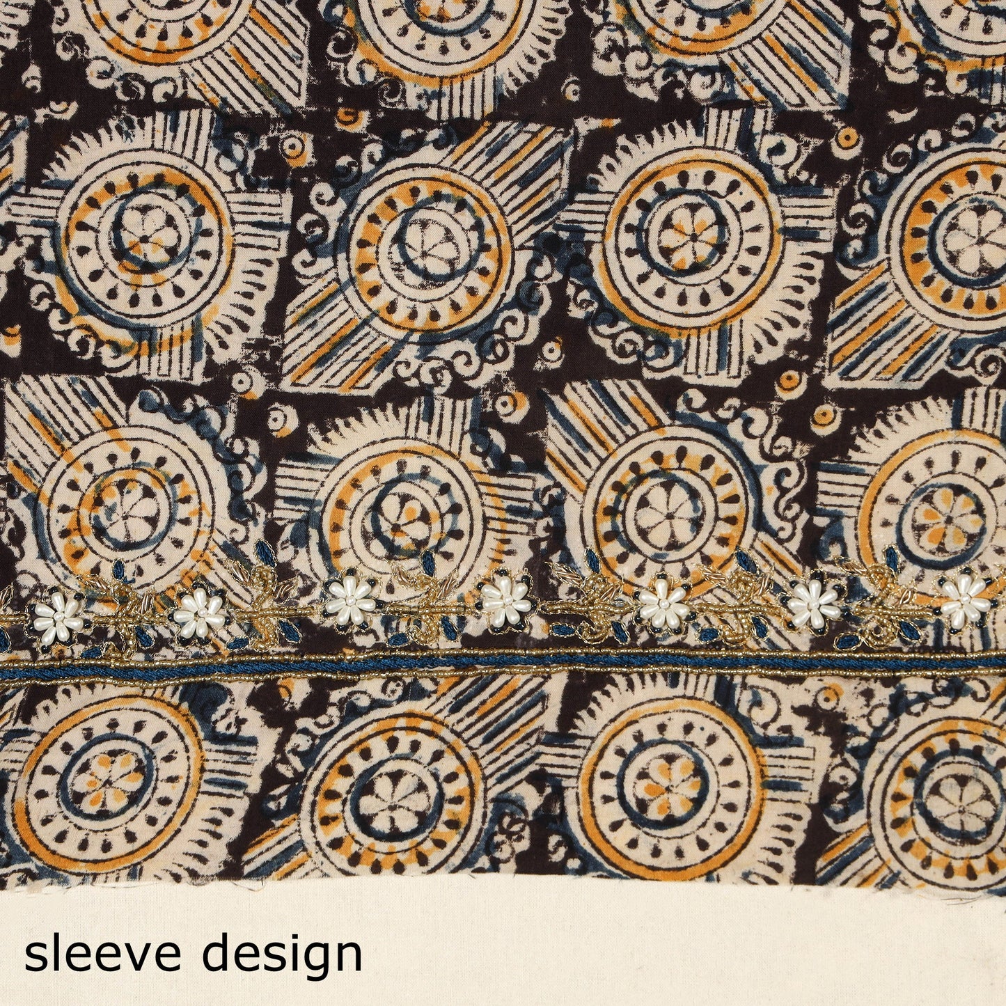 Black - kalamkari hand embroidery cotton blouse piece 22