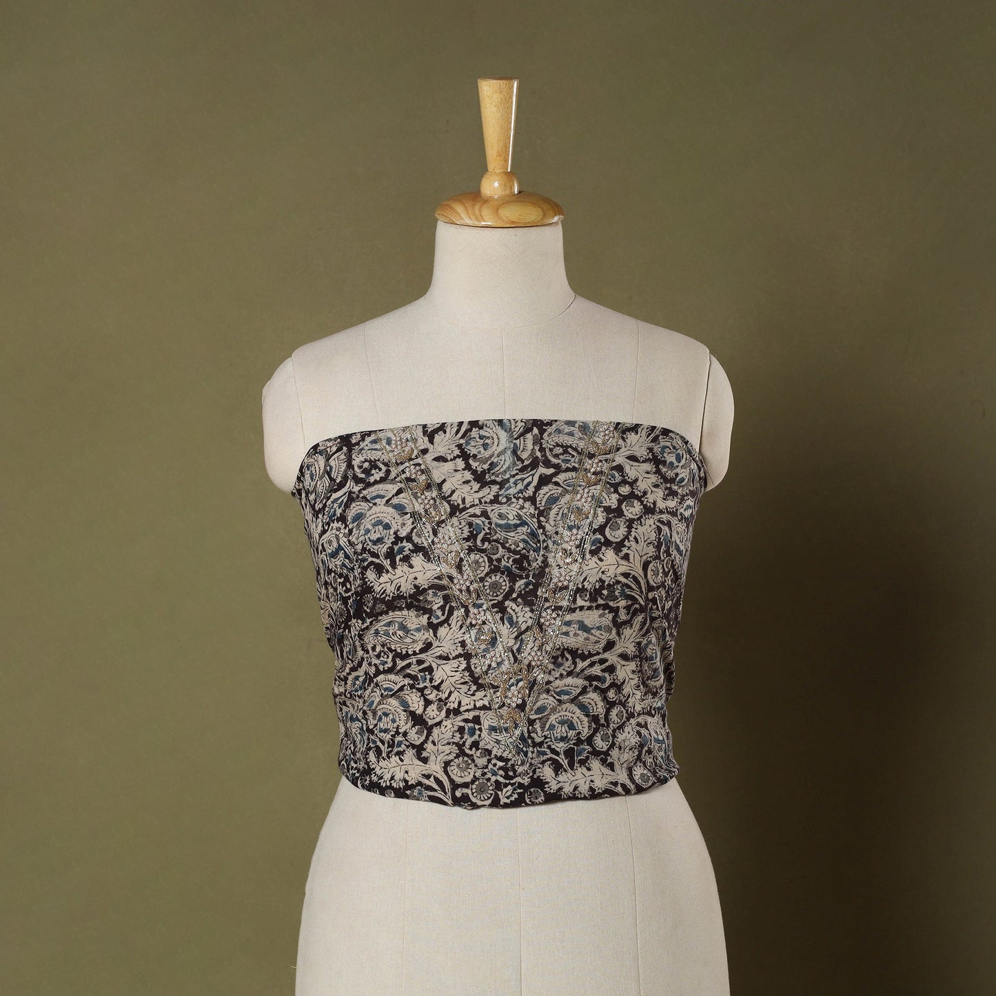 Kalamkari Print Hand Embroidery Cotton Blouse Piece