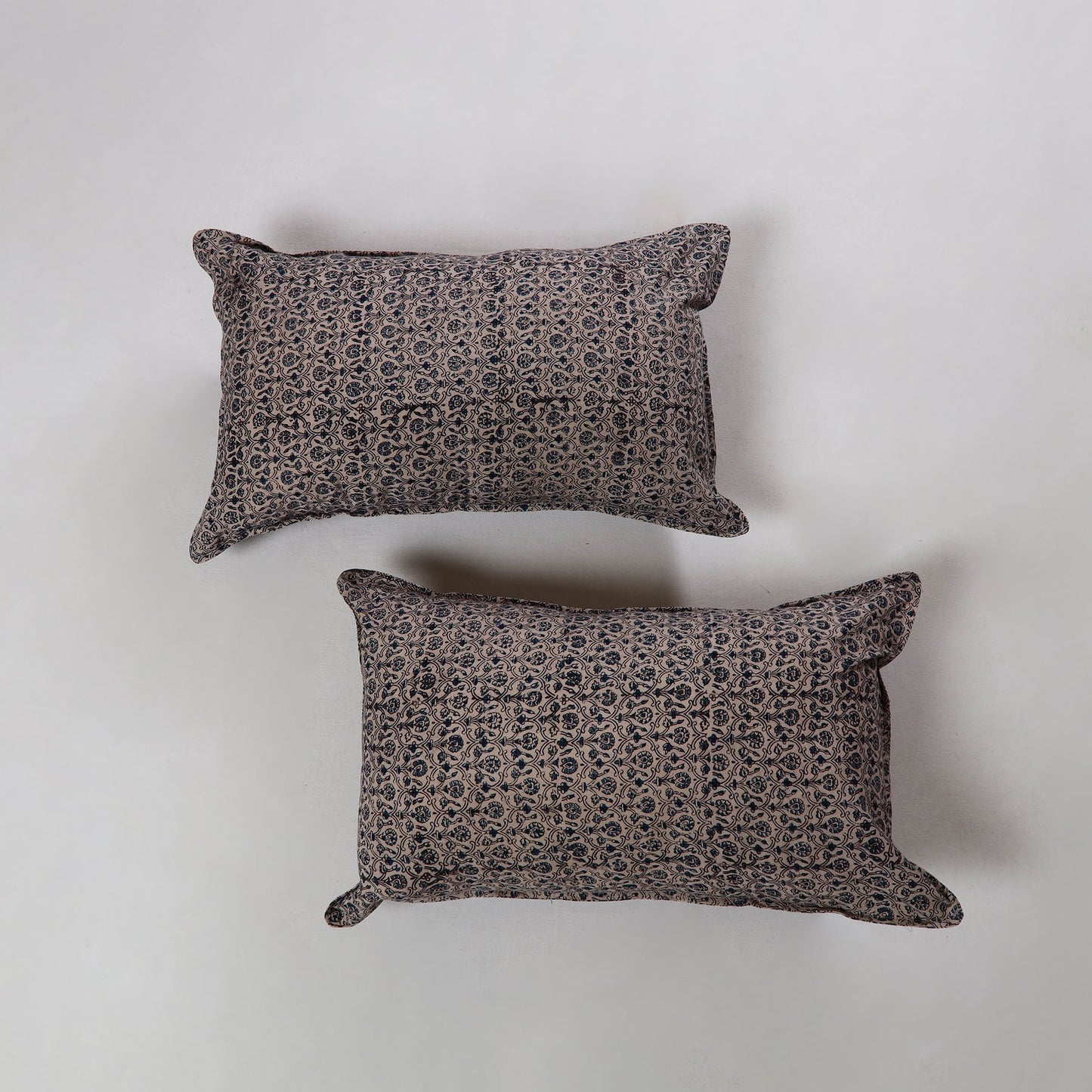 Buy Black Kalamkari Block Print Pillow Cover (Set of 2)
