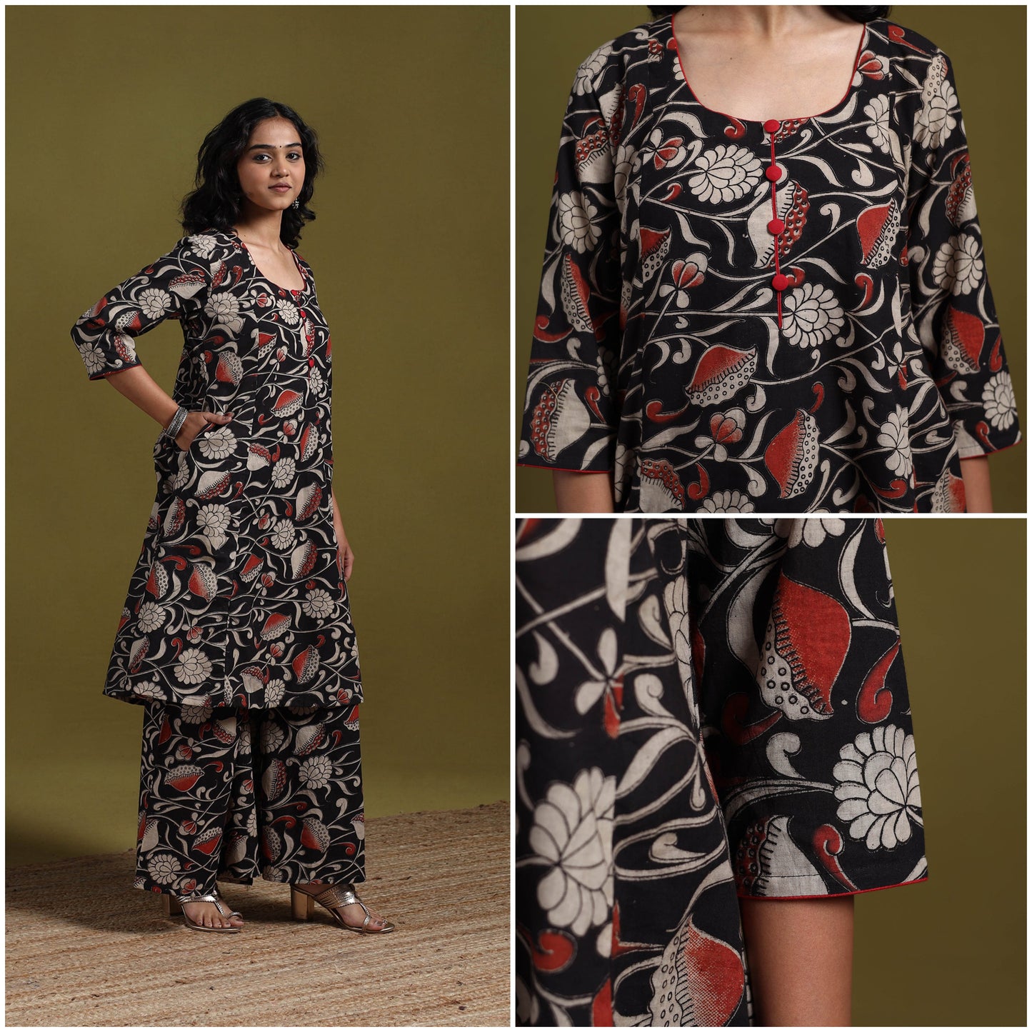 Kalamkari printed cotton 2pc kurta set for women 02