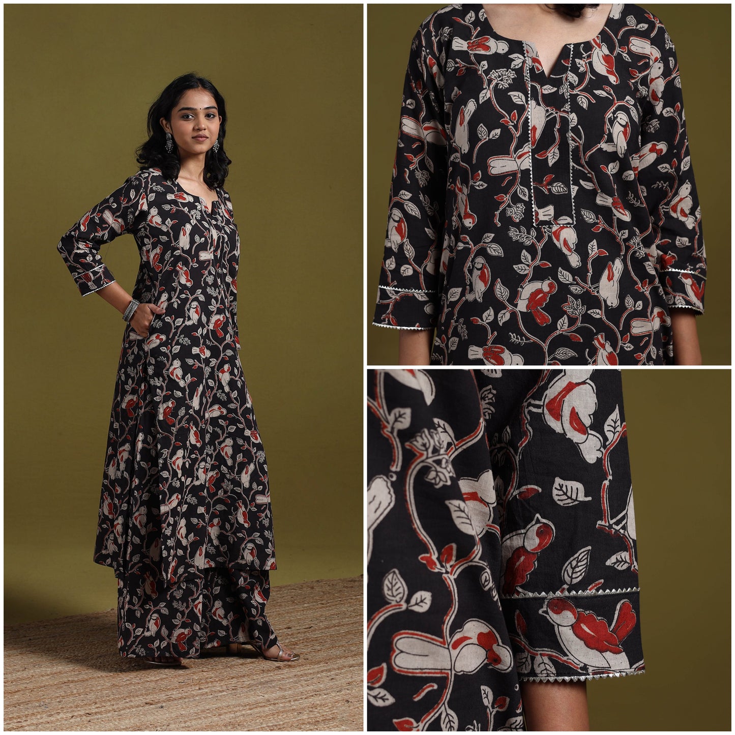 Kalamkari printed cotton 2pc kurta set for women 13