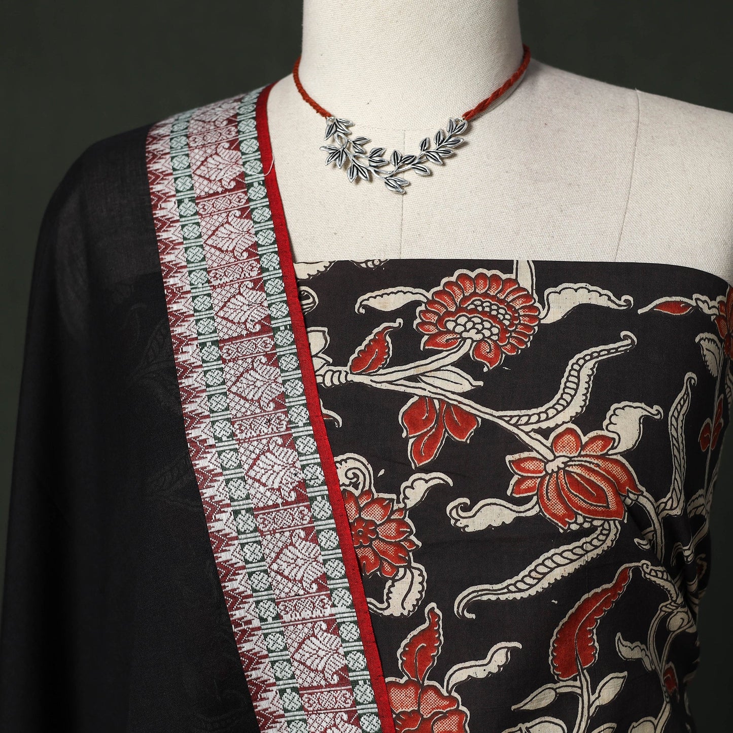 Kalamkari printed cotton 2pc unstitched dress material