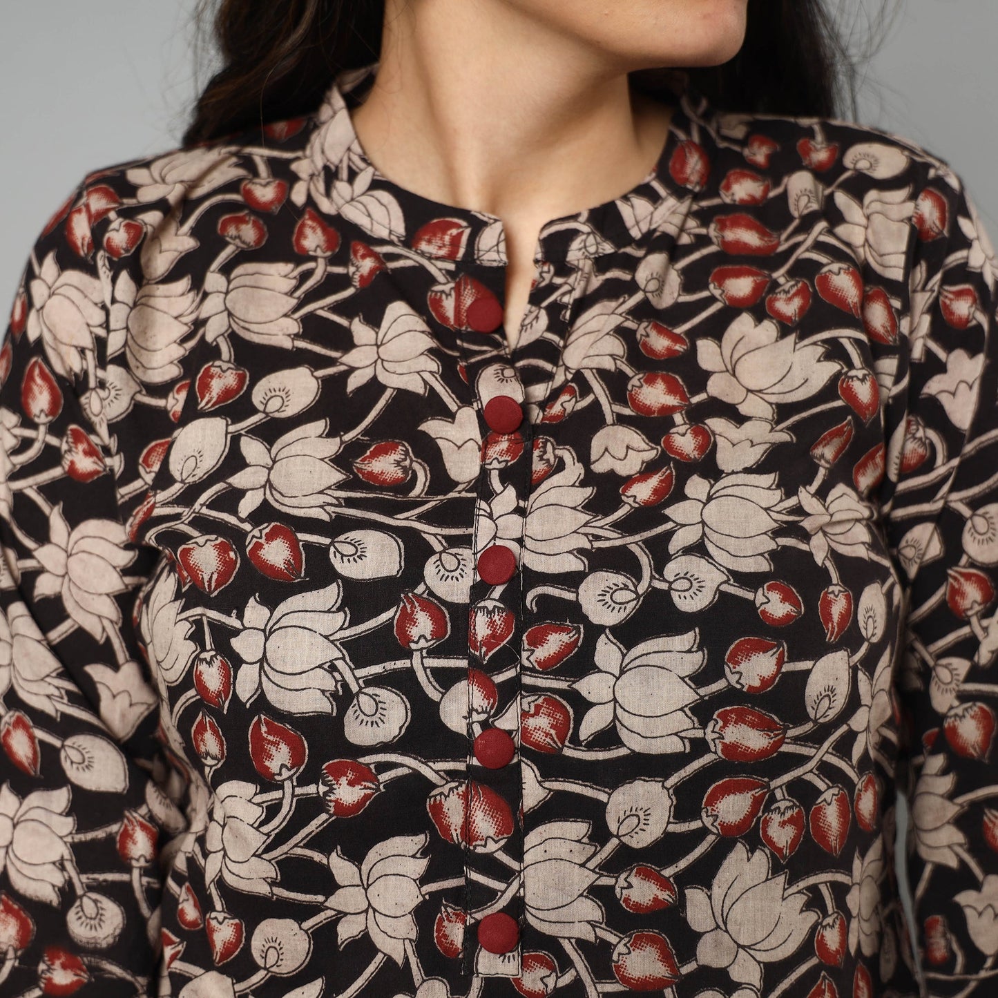 Kalamkari Printed Cotton Long Kurta For Women