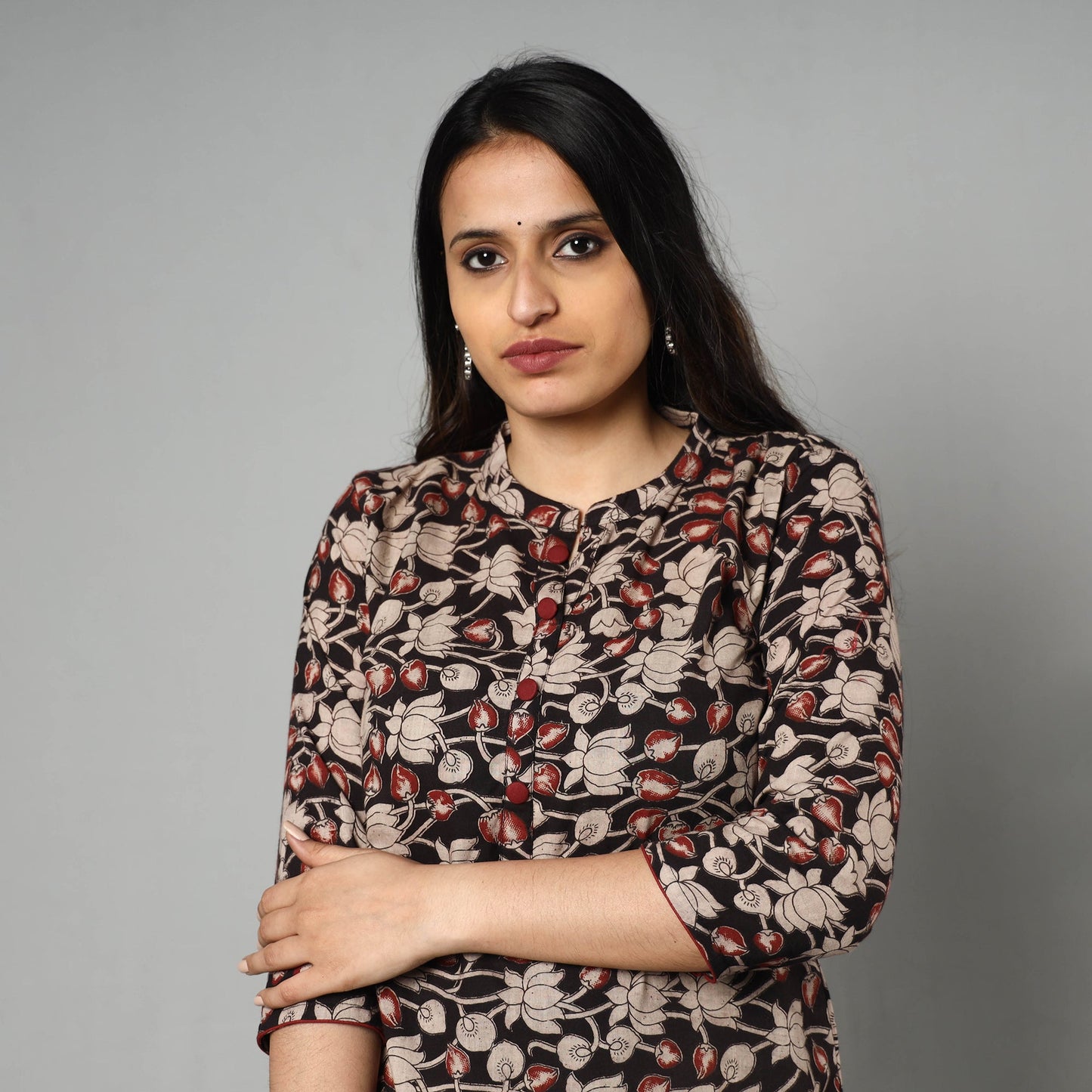 Kalamkari Printed Cotton Long Kurta For Women