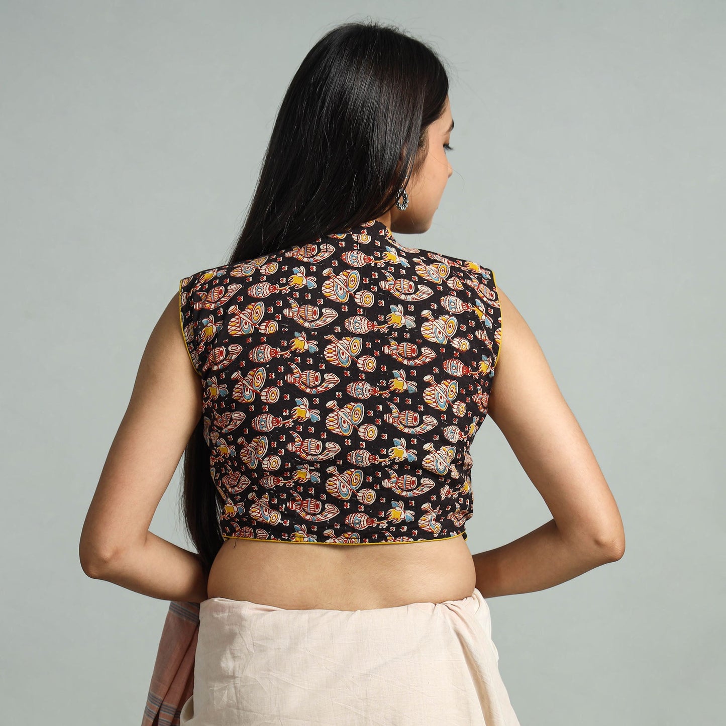Buy Kalamkari Printed Cotton Stitched Blouse 04