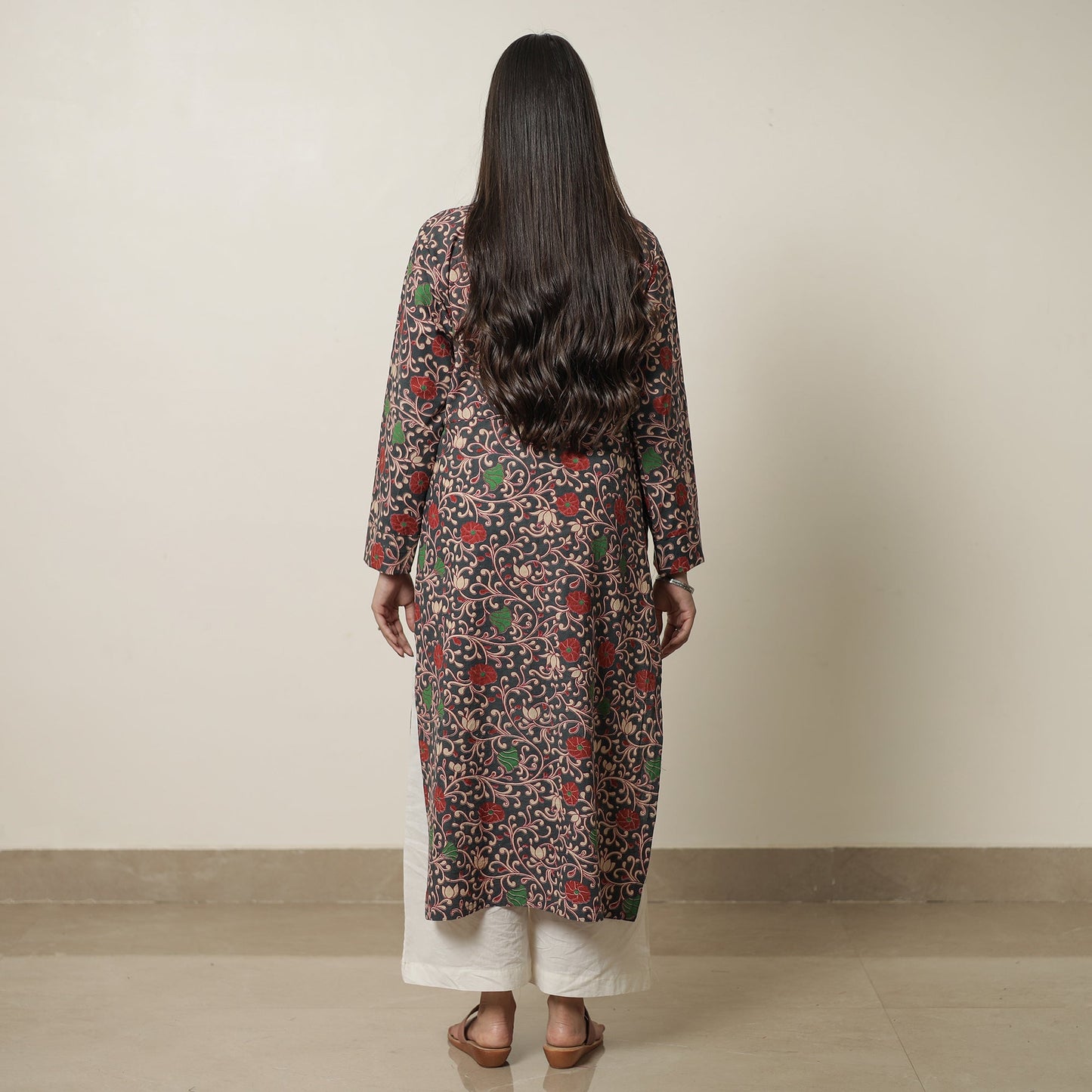 Kalamkari Printed Cotton Straight Kurta For Women