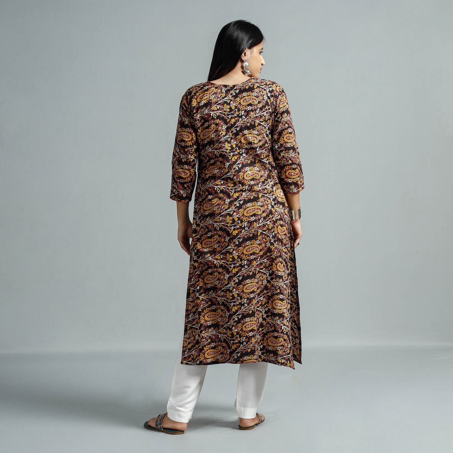 Kalamkari Printed Cotton Straight Kurta For Women