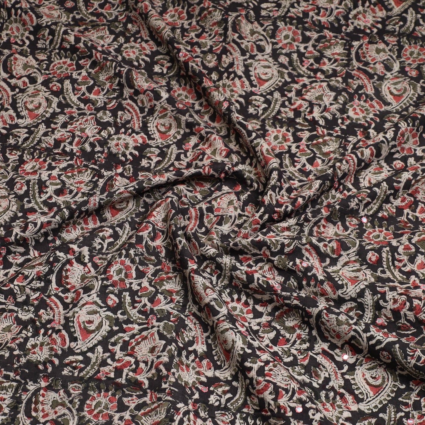 Kalamkari Block Printed Sequin Work Cotton Kurta Material