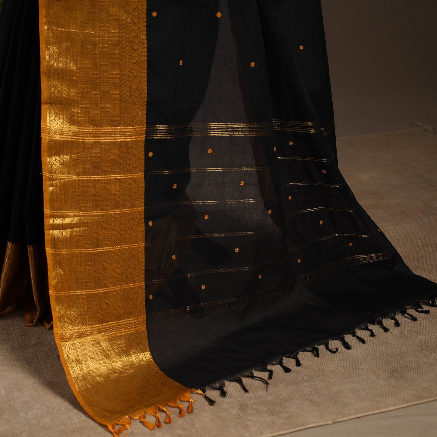 Black - kandangi buti chettinad cotton saree with border 55