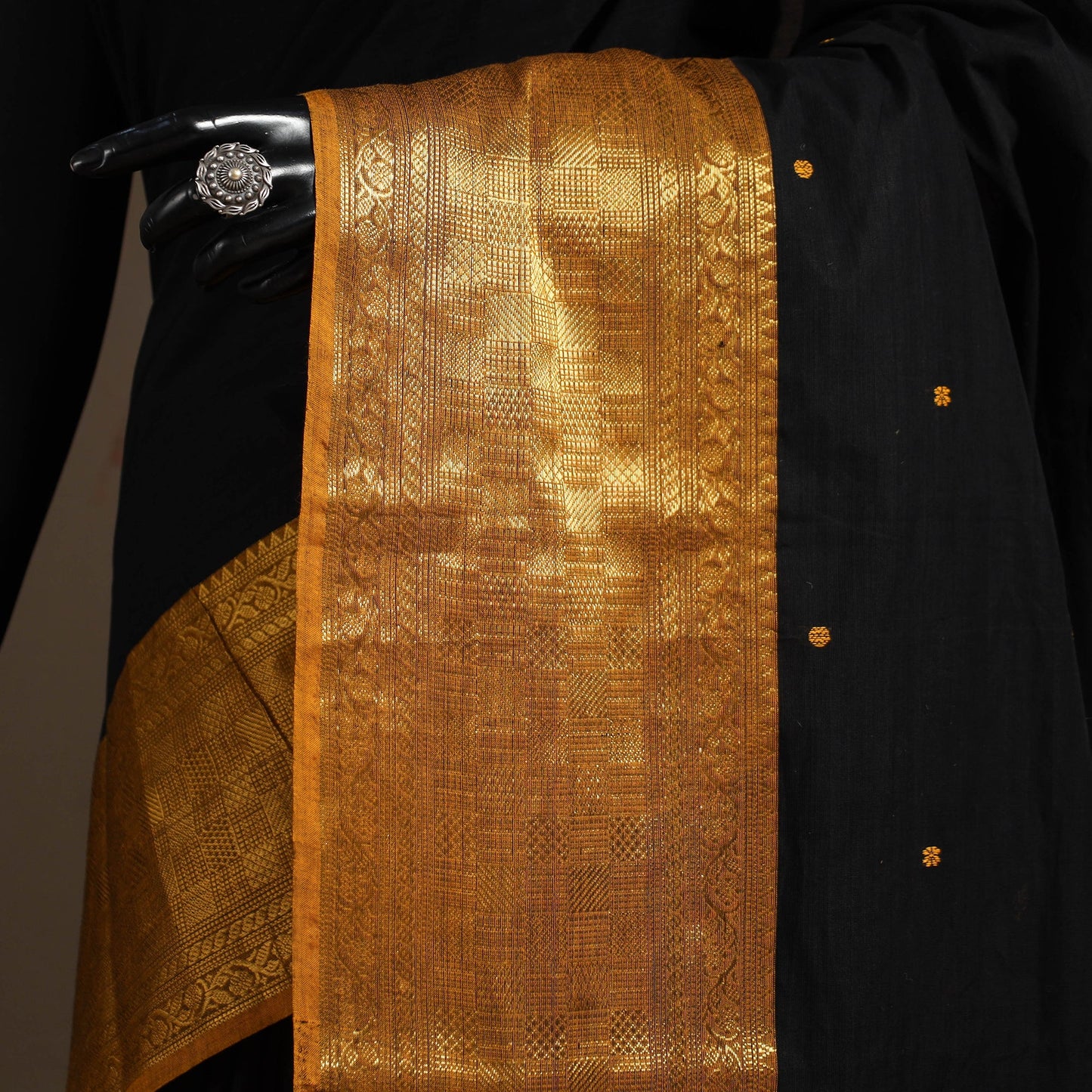 Black - kandangi buti chettinad cotton saree with border 55