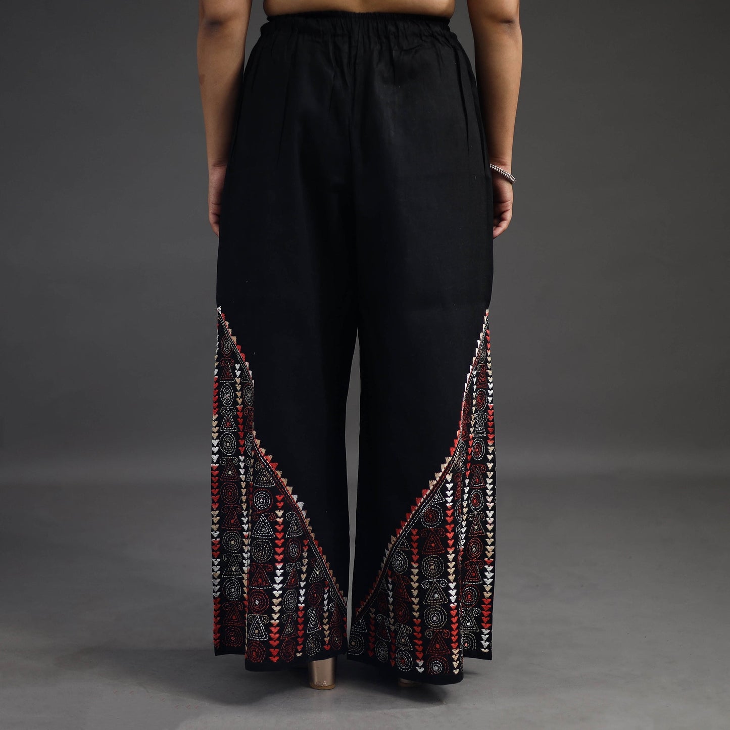 Black - kantha hand embroidery palazzo in cotton 36