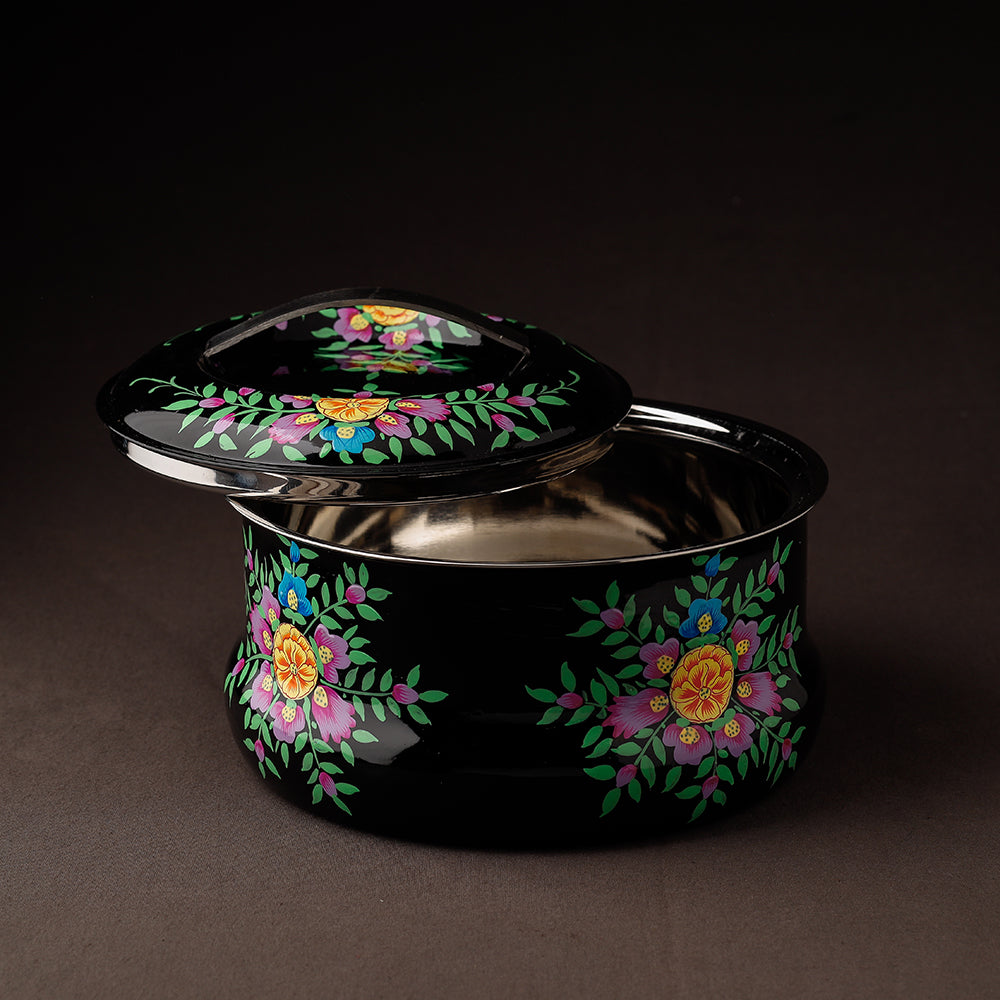 Floral Handpainted Enamelware Stainless Steel Casserole