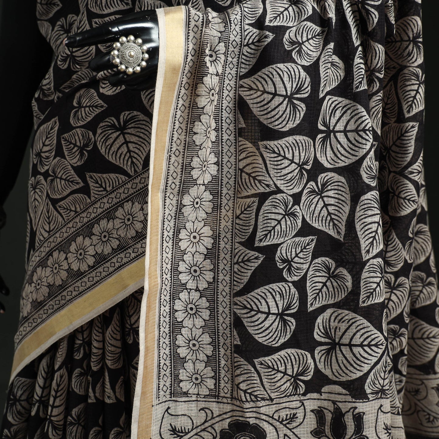 Kota doria cotton printed kalamkari saree 05 - handcrafted