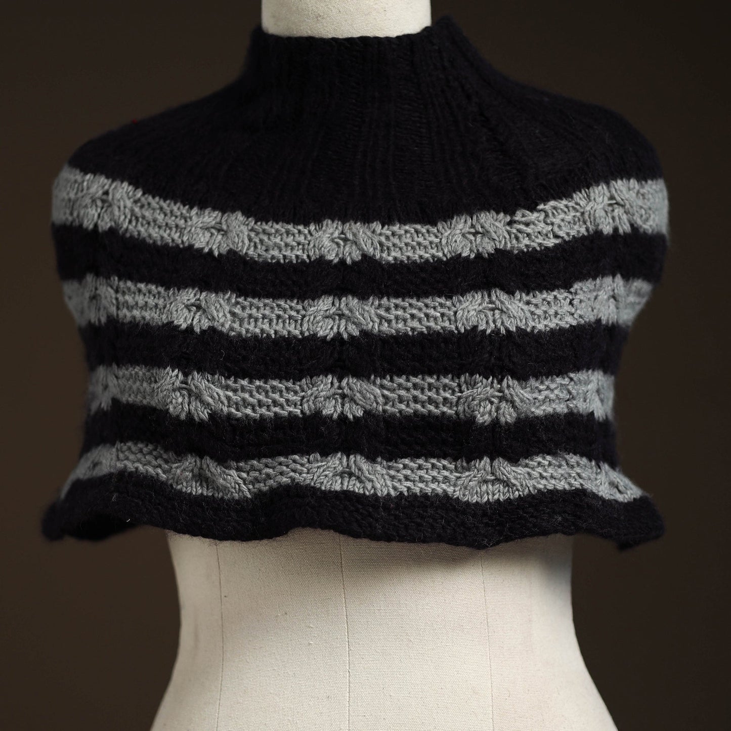 Black - kullu karishma hand knitted merino wool neck warmer
