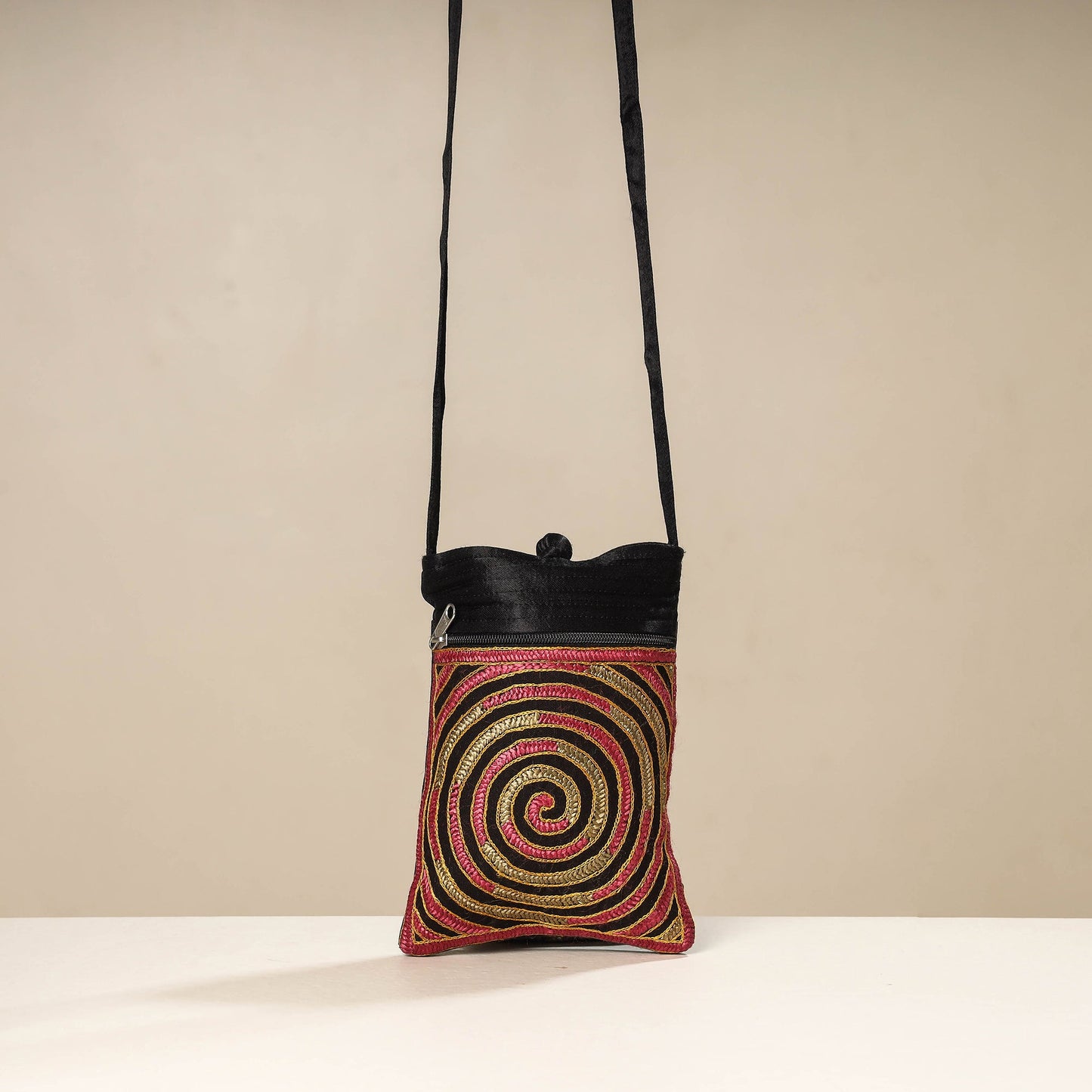 Multicolor Kutch Ahir Embroidery Mashru Silk Sling Bag