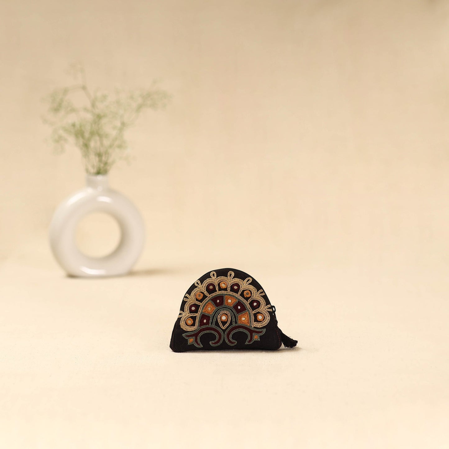Kutch ahir hand embroidered coin pouch 121 - handcrafted