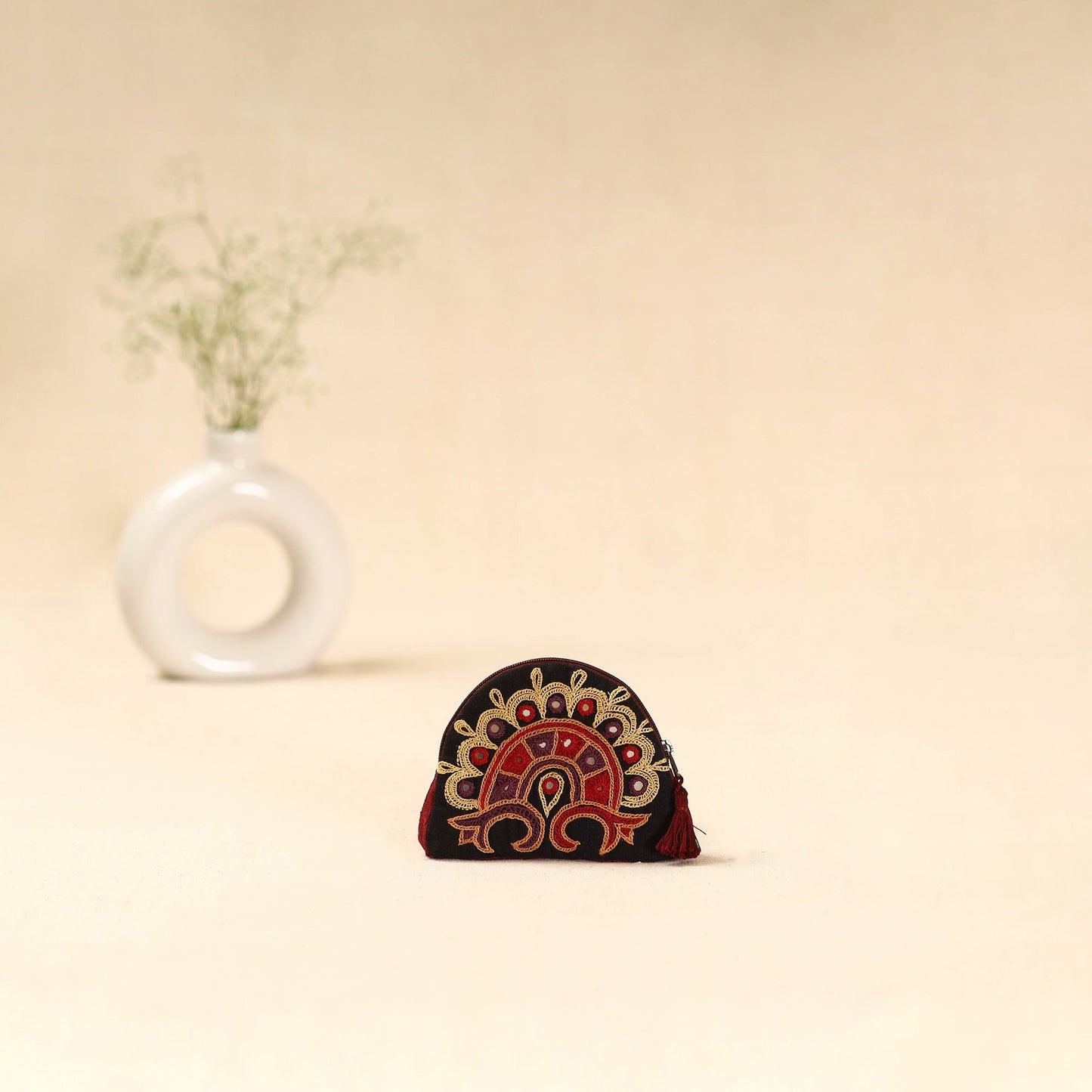 Kutch ahir hand embroidered coin pouch 126 - handcrafted