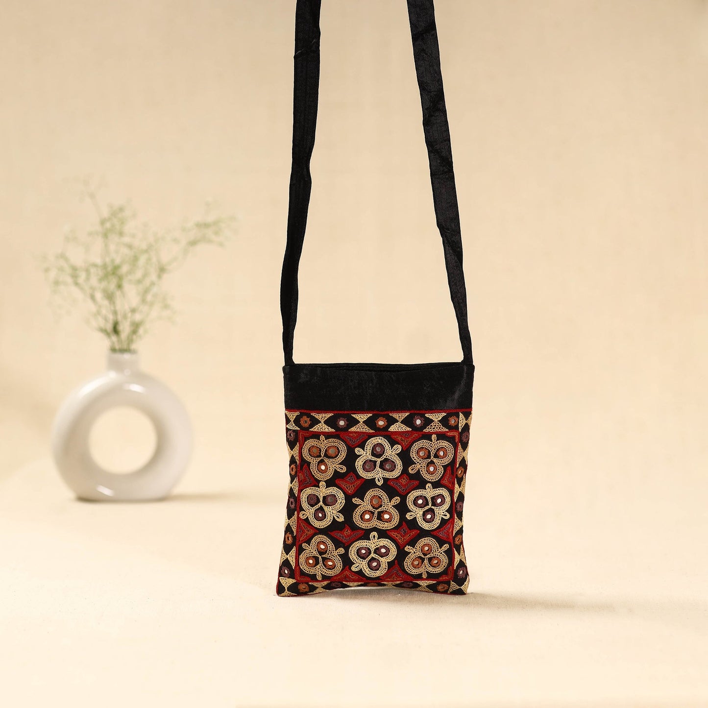 Kutch ahir hand embroidered sling bag 35 - handcrafted