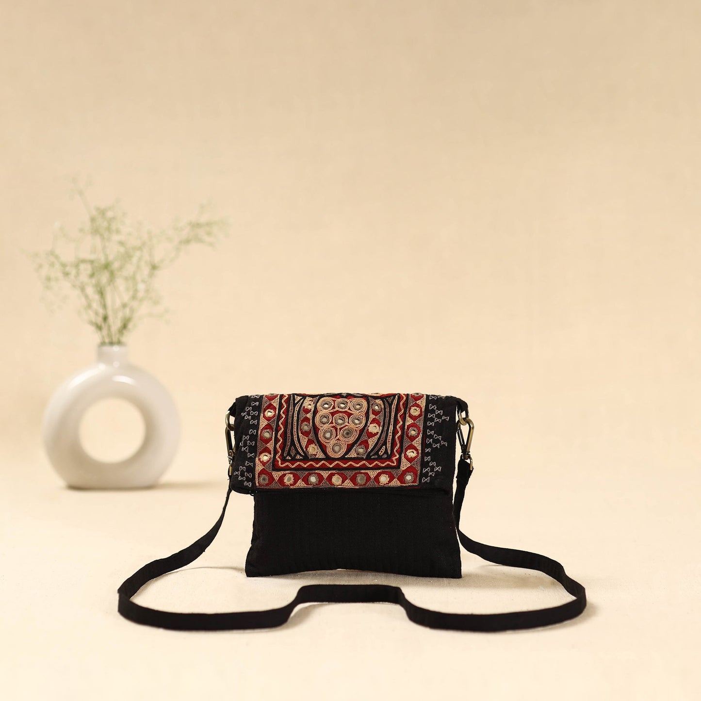 Kutch ahir hand embroidered sling bag 89 - handcrafted