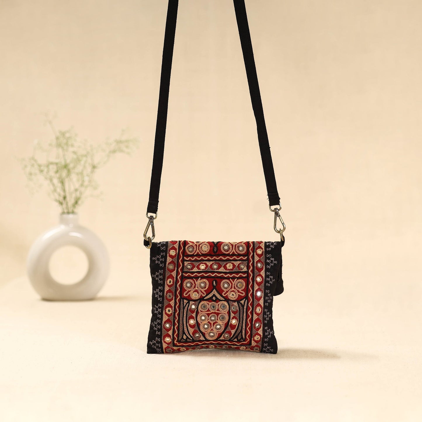 Kutch ahir hand embroidered sling bag 89 - handcrafted