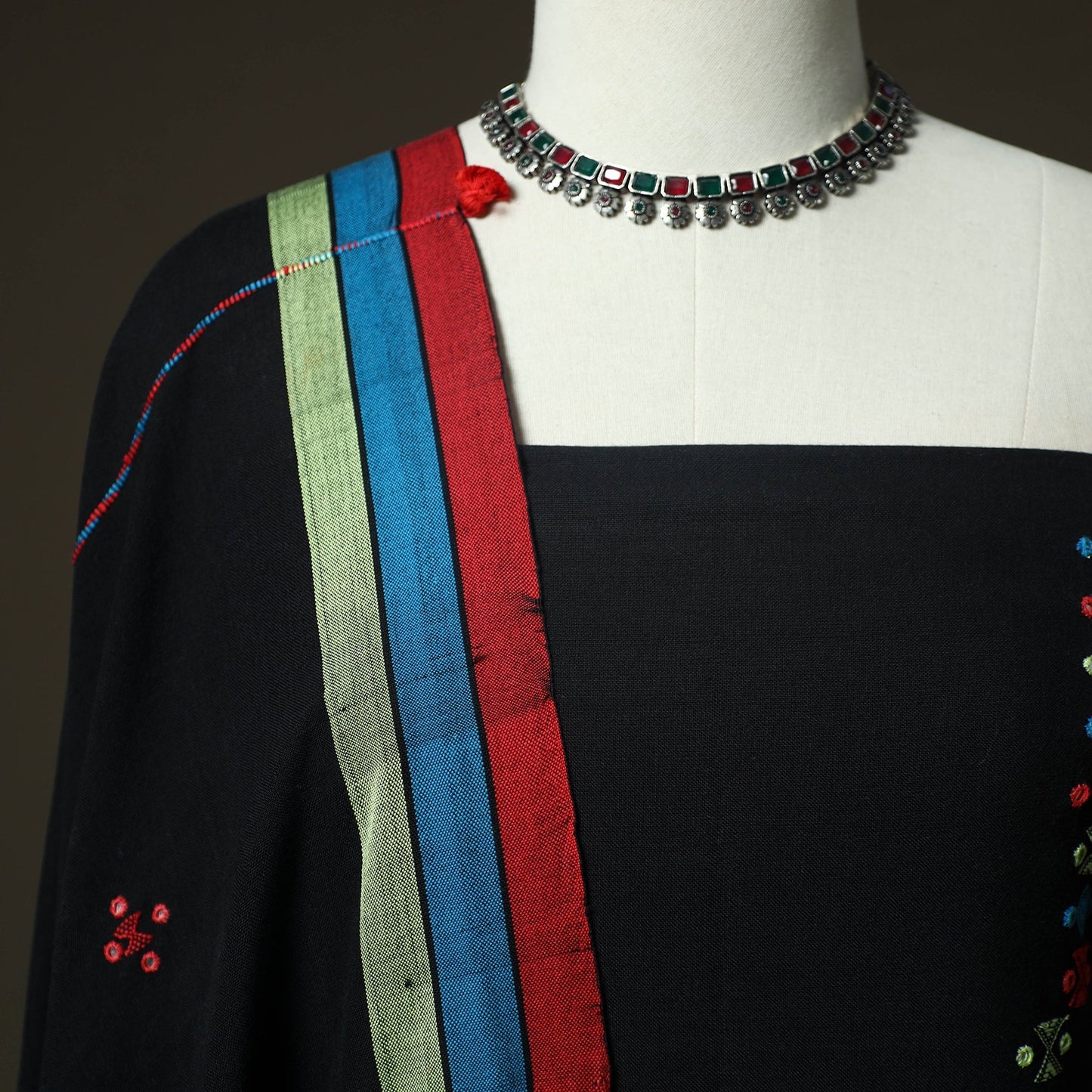 Kutch bhujodi handloom kala cotton 3pc unstitched dress