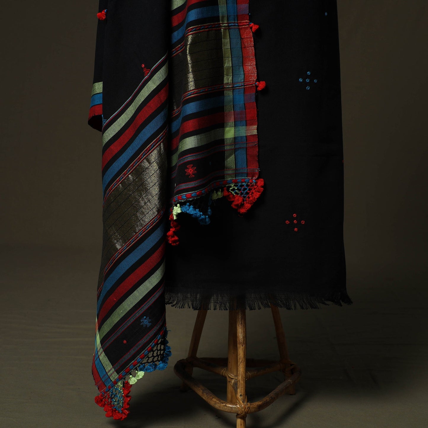 Kutch bhujodi handloom kala cotton 3pc unstitched dress