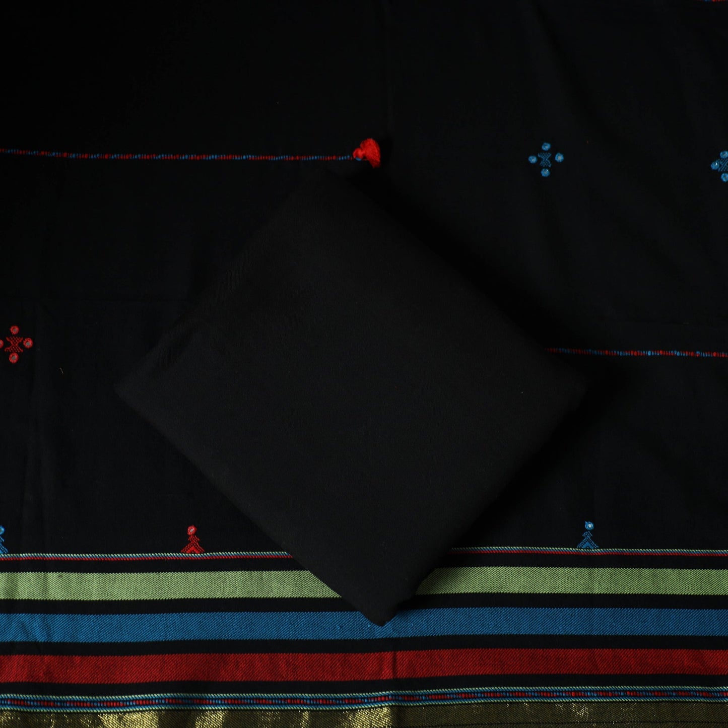 Kutch bhujodi handloom kala cotton 3pc unstitched dress