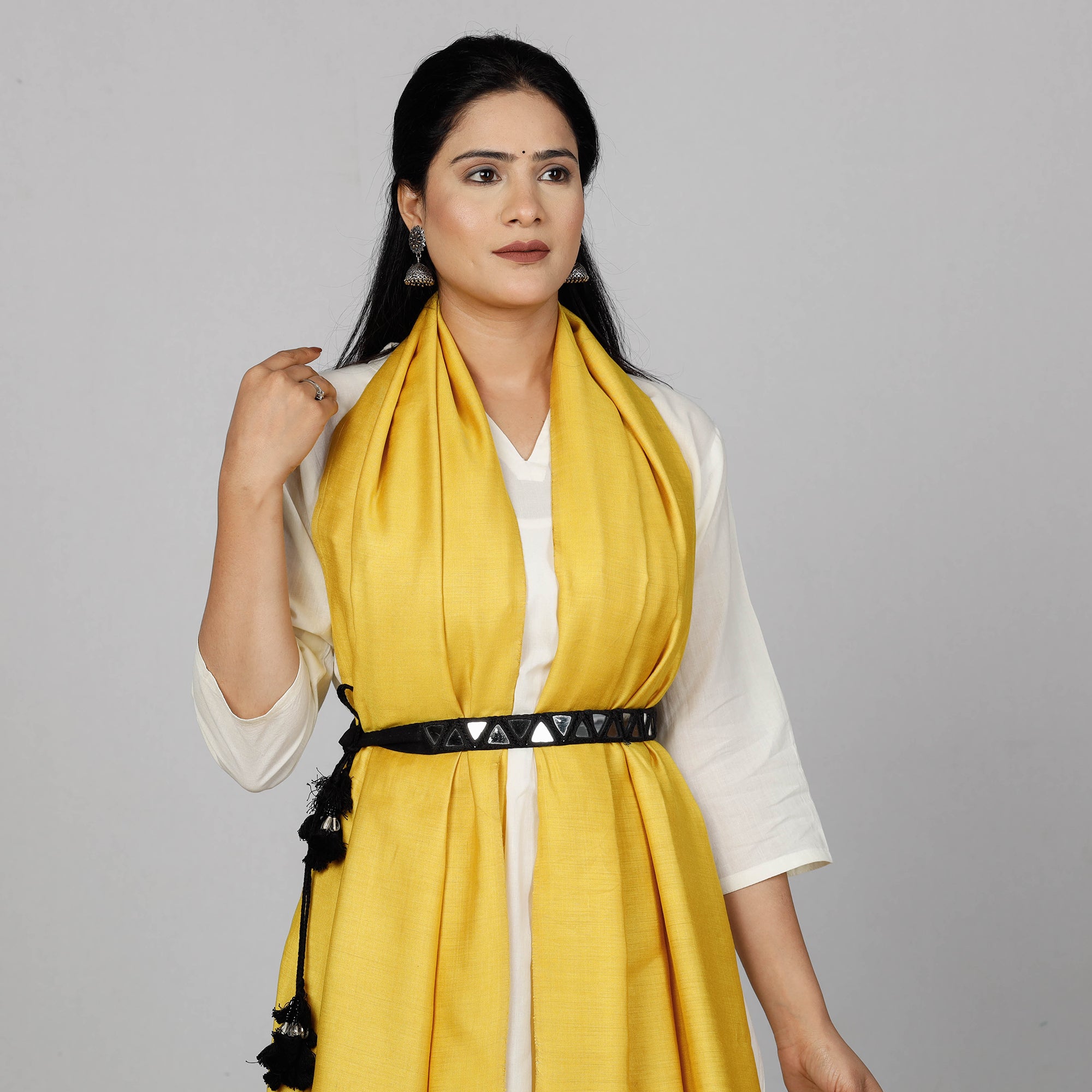 Orange - Lambani Embroidery Mirror Work Dori Waist Belt / Kamarbandh