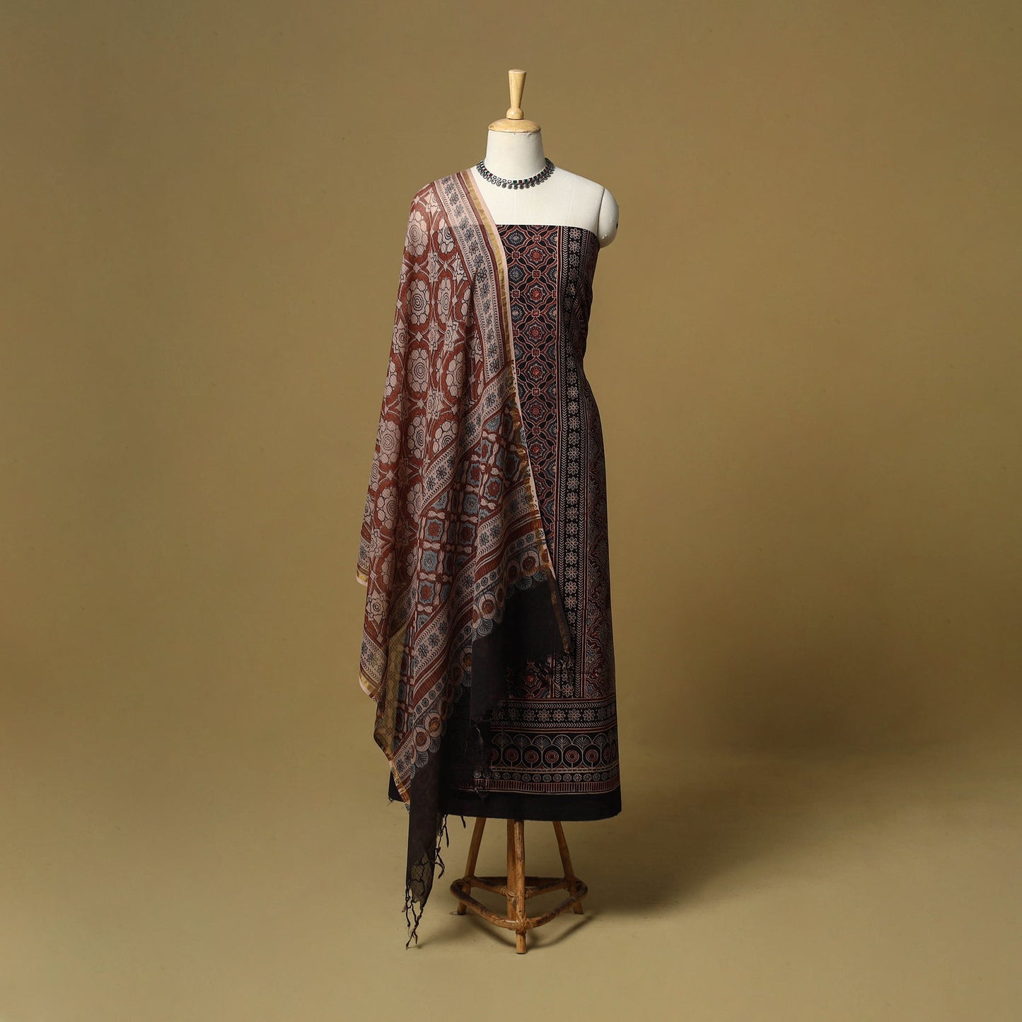 Kutch hand natural dyed 3pc unstitched dress material 19