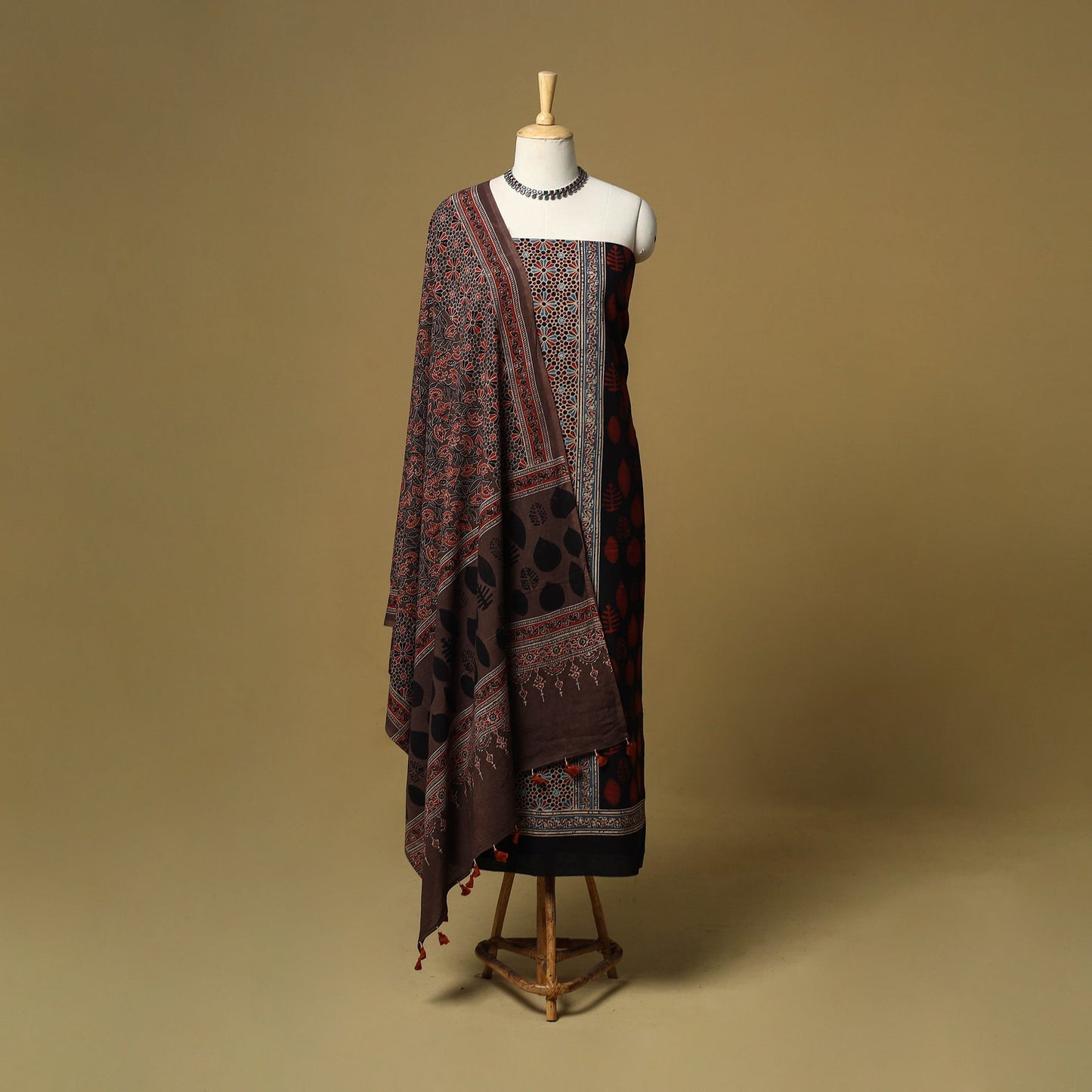 Kutch hand natural dyed 3pc unstitched dress material 22