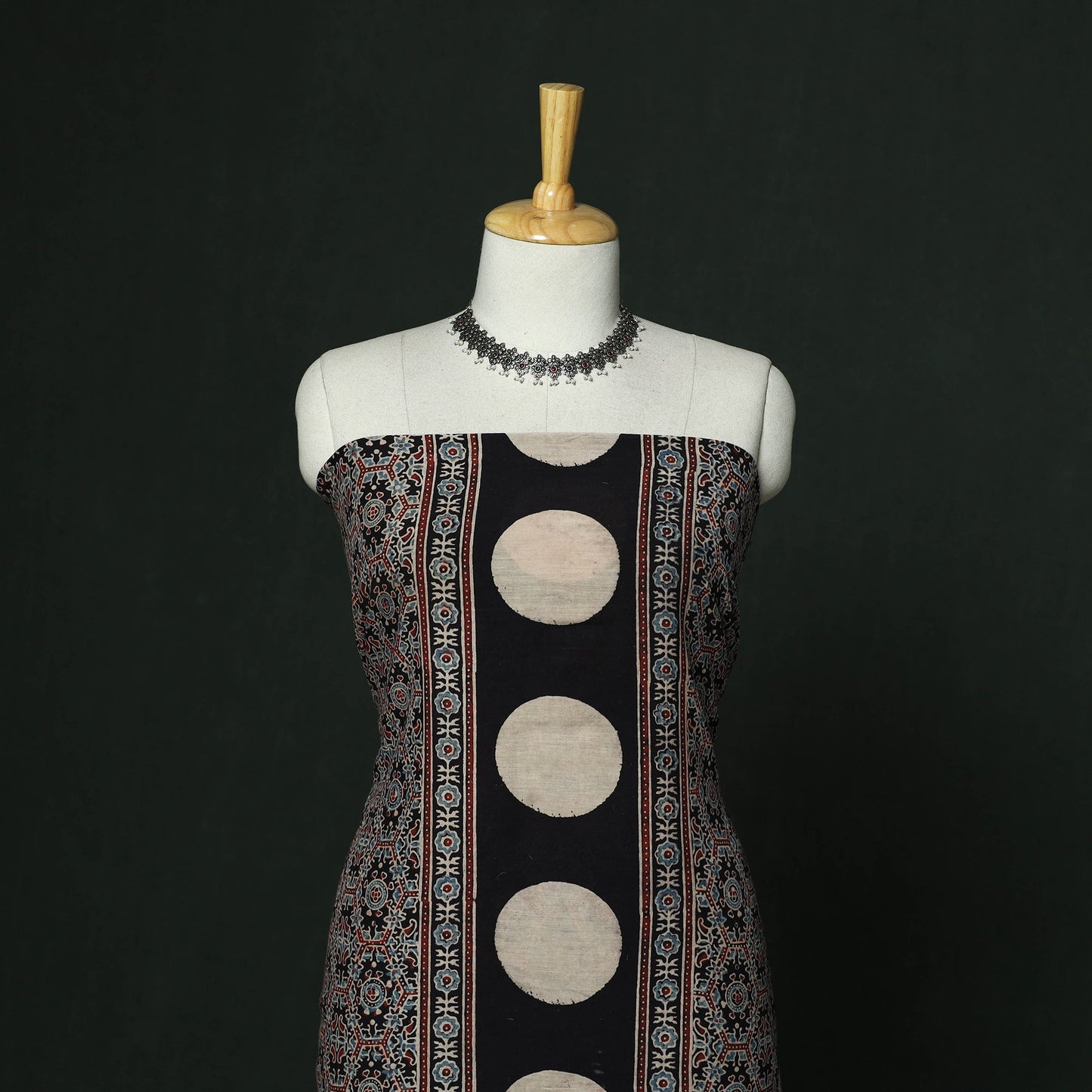 Kutch hand block ajrakh print natural dyed chanderi silk