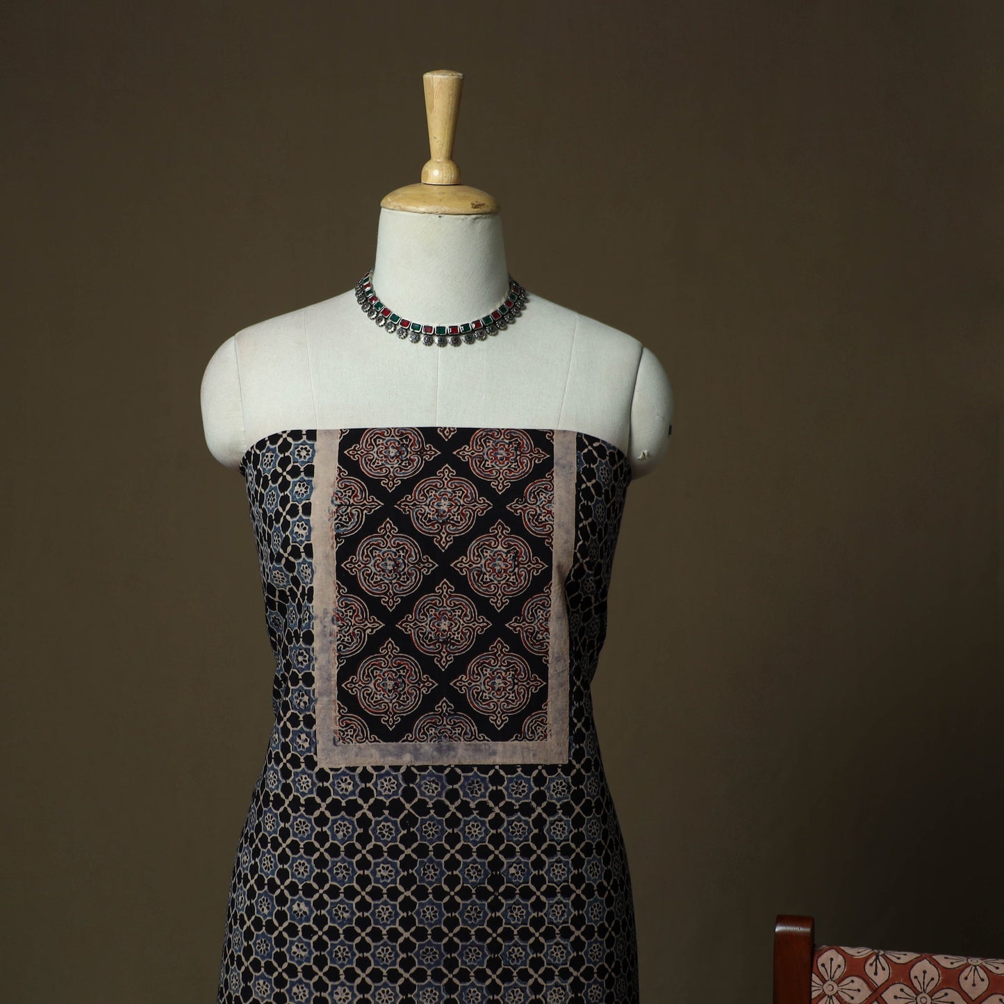 Kutch hand block ajrakh print natural dyed cotton 3pc