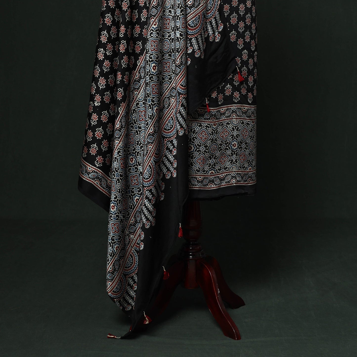 Kutch hand block ajrakh print natural dyed modal silk 2pc