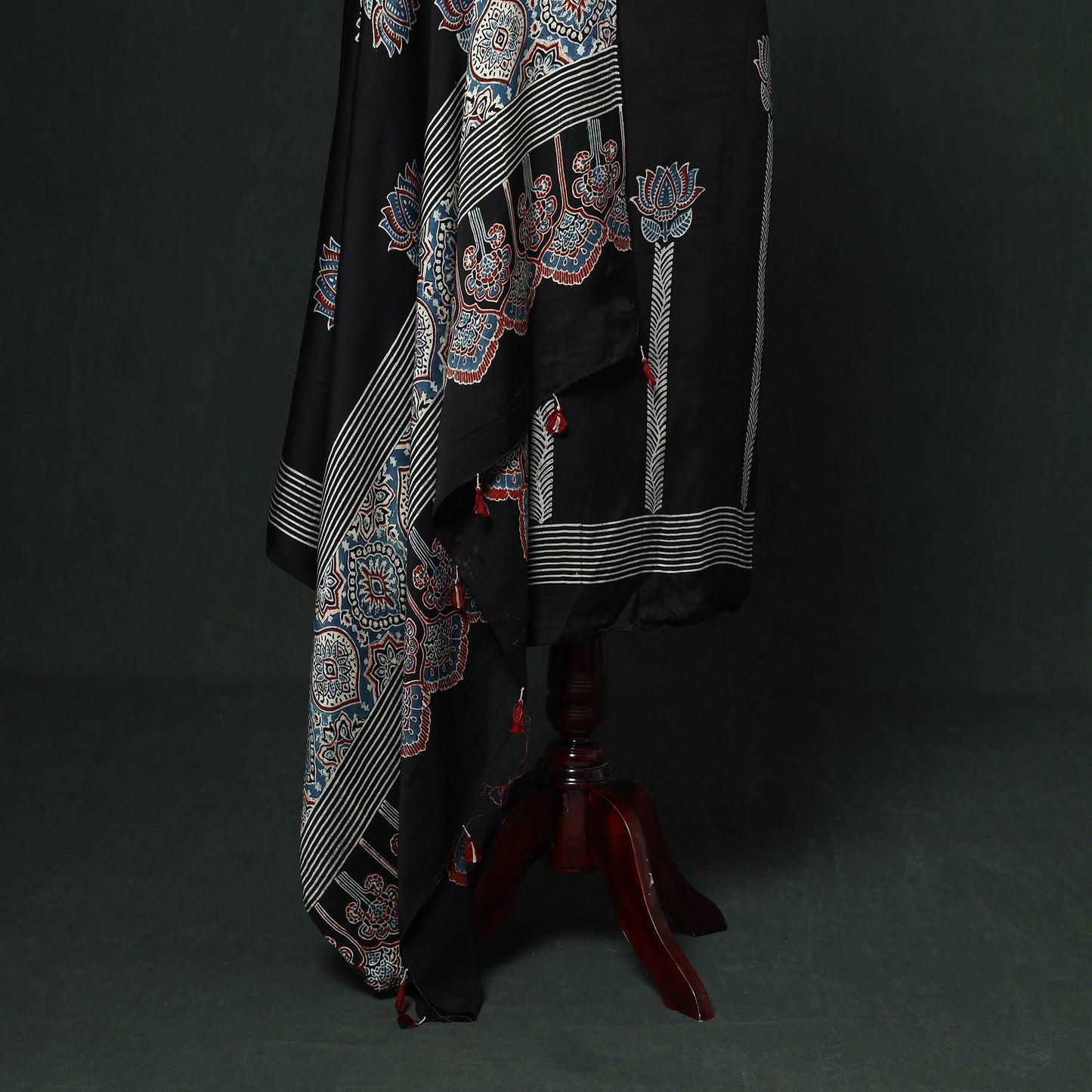 Kutch hand block ajrakh print natural dyed modal silk 2pc