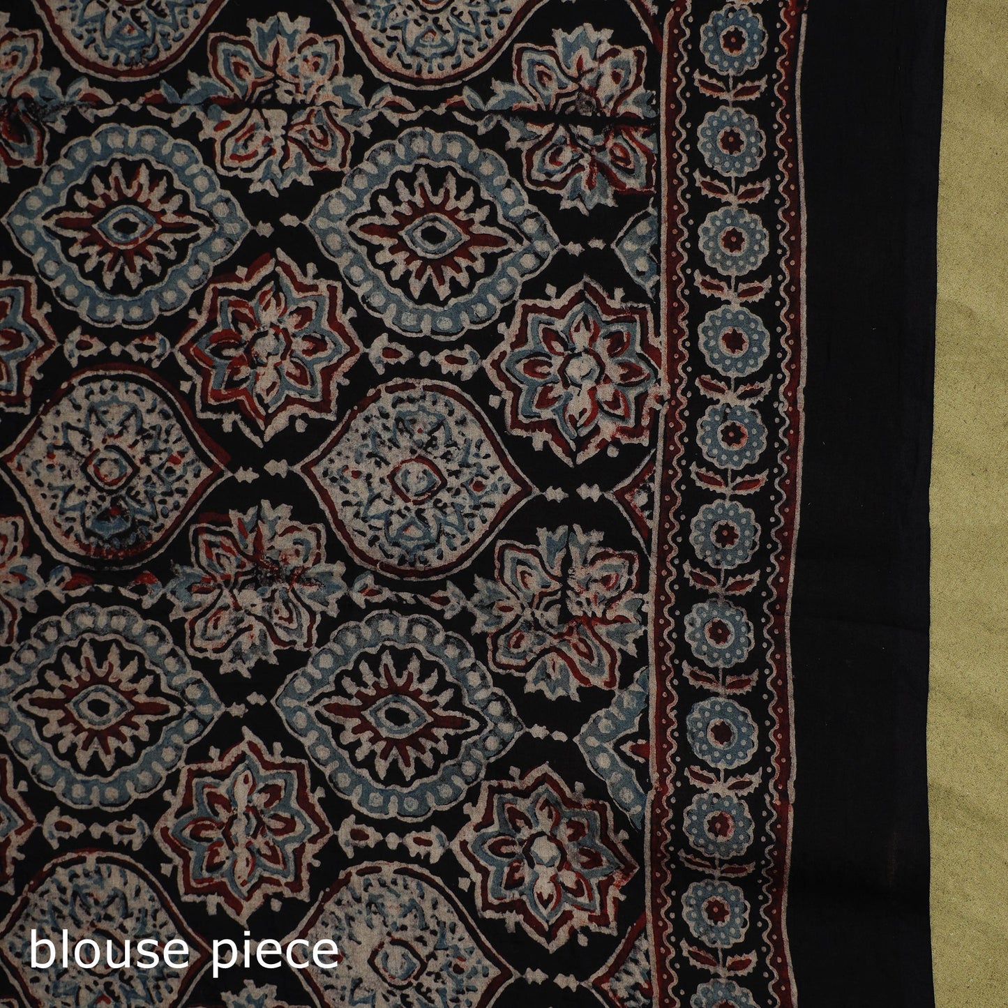 Kutch hand block print natural dyed pure mul cotton ajrakh